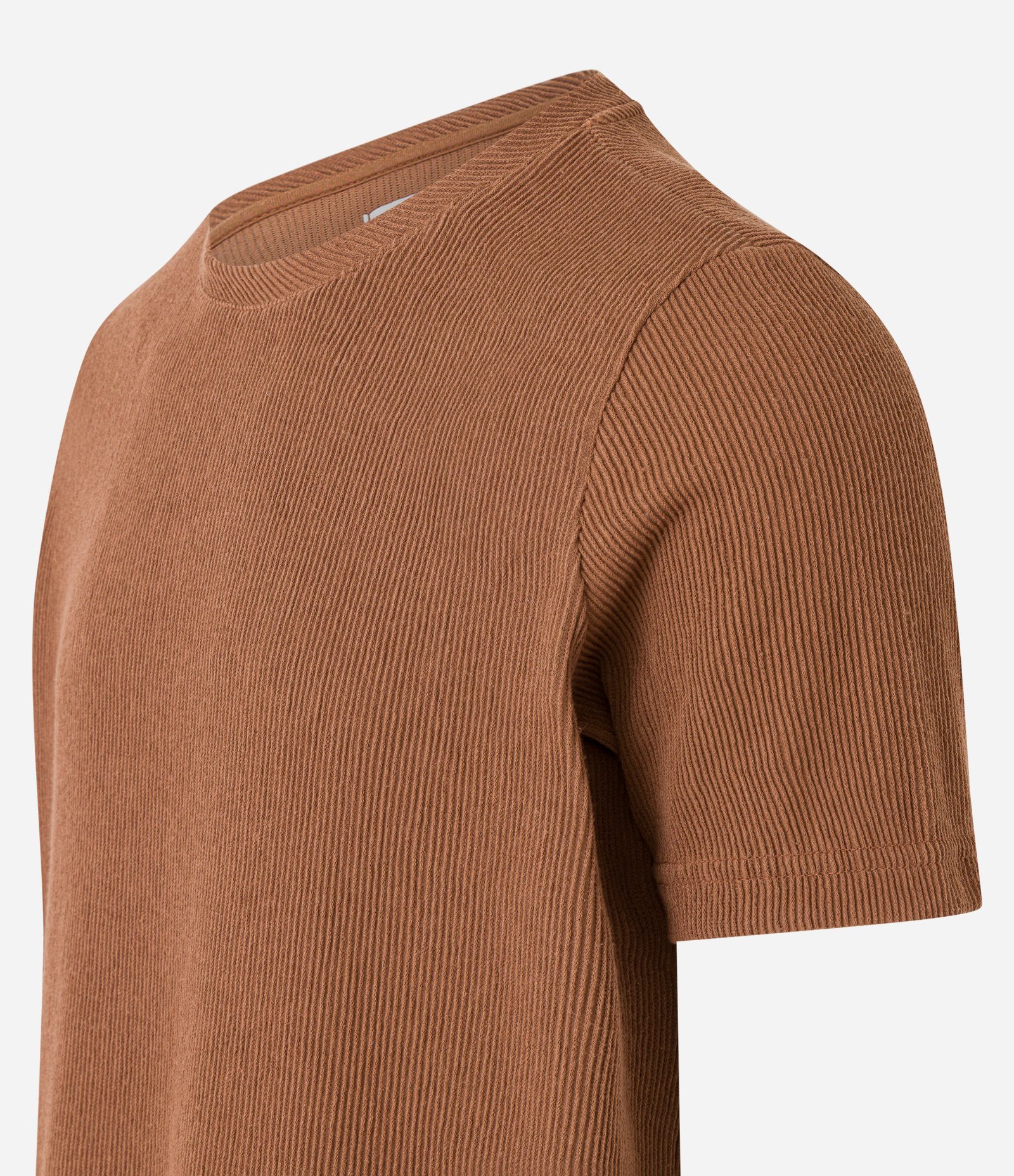 Camiseta Regular em Algodão Texturizado Marrom 6