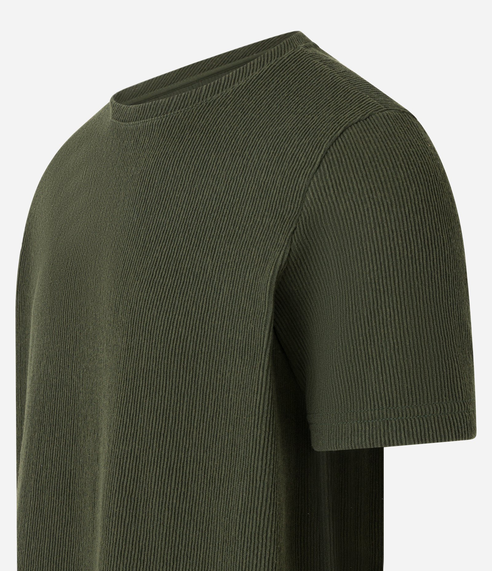 Camiseta Regular em Algodão Texturizado Verde Escuro 9