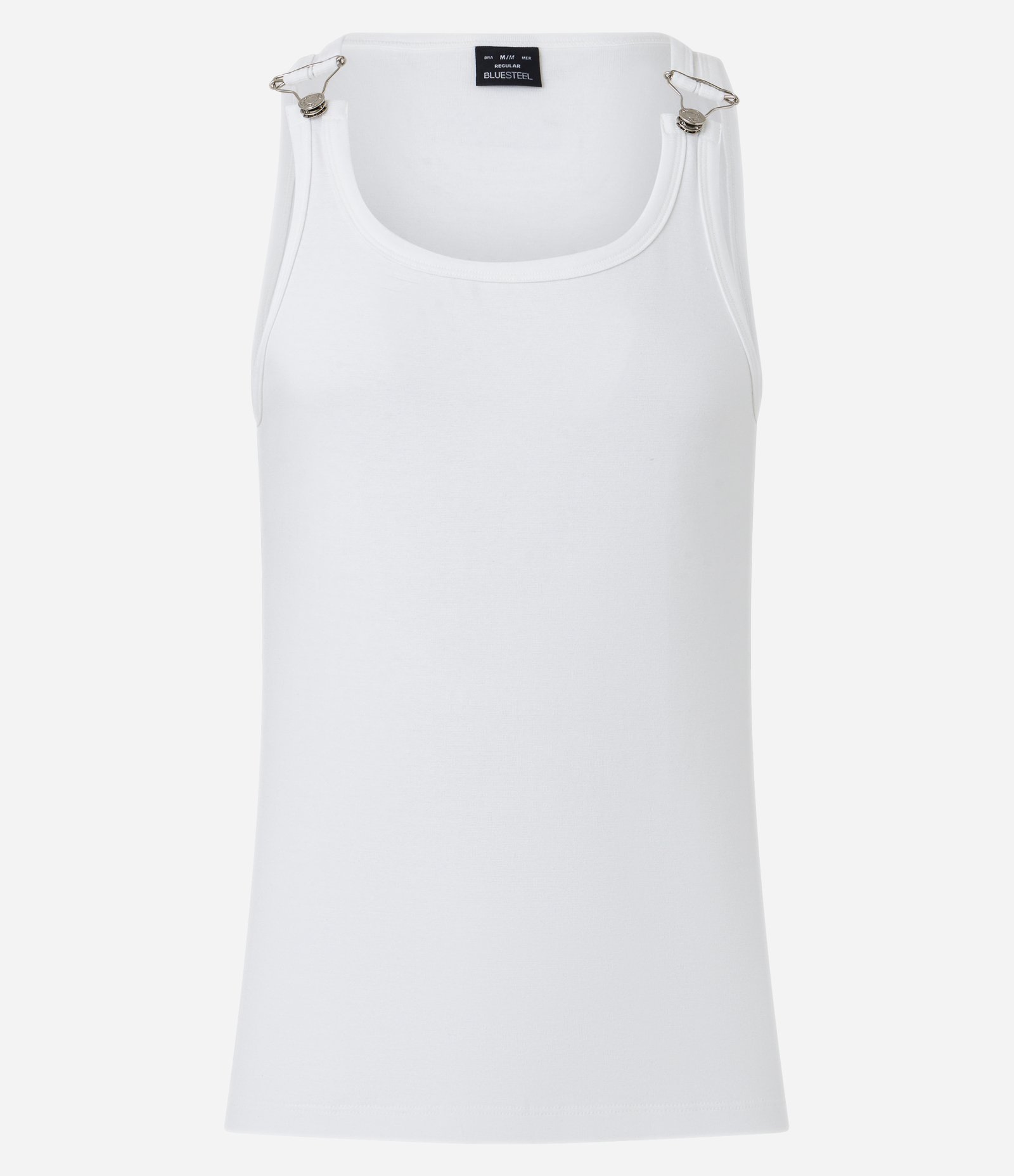 Regata Regular em Algodão com Presilhas de Metal nos Ombros Branco 6