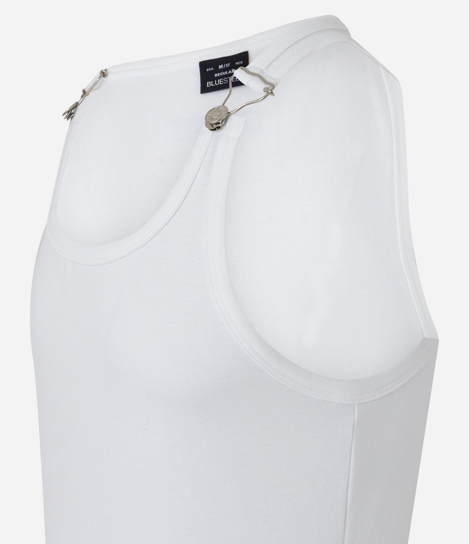 Regata Regular em Algodão com Presilhas de Metal nos Ombros Branco 7