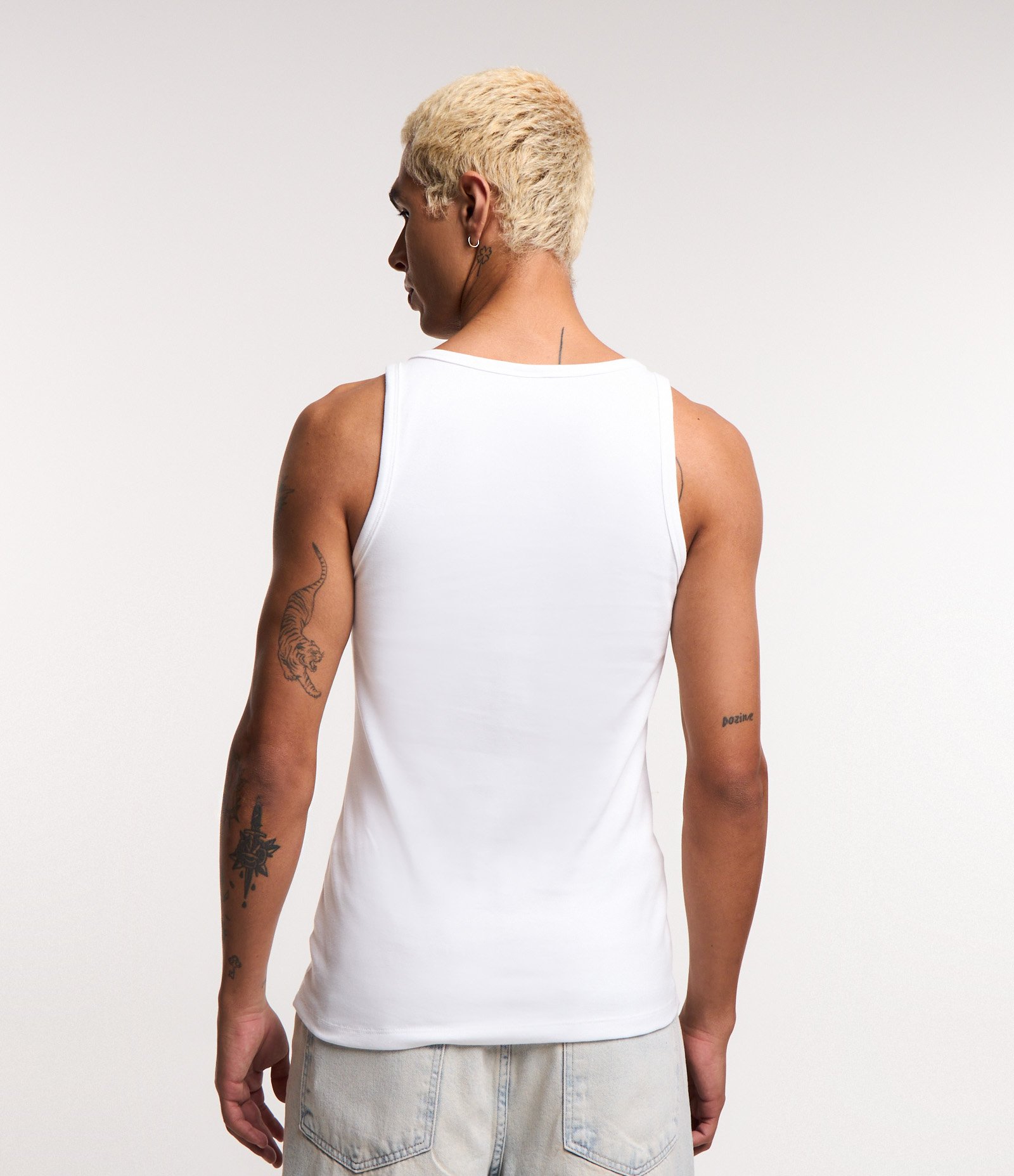 Regata Regular em Algodão com Presilhas de Metal nos Ombros Branco 3