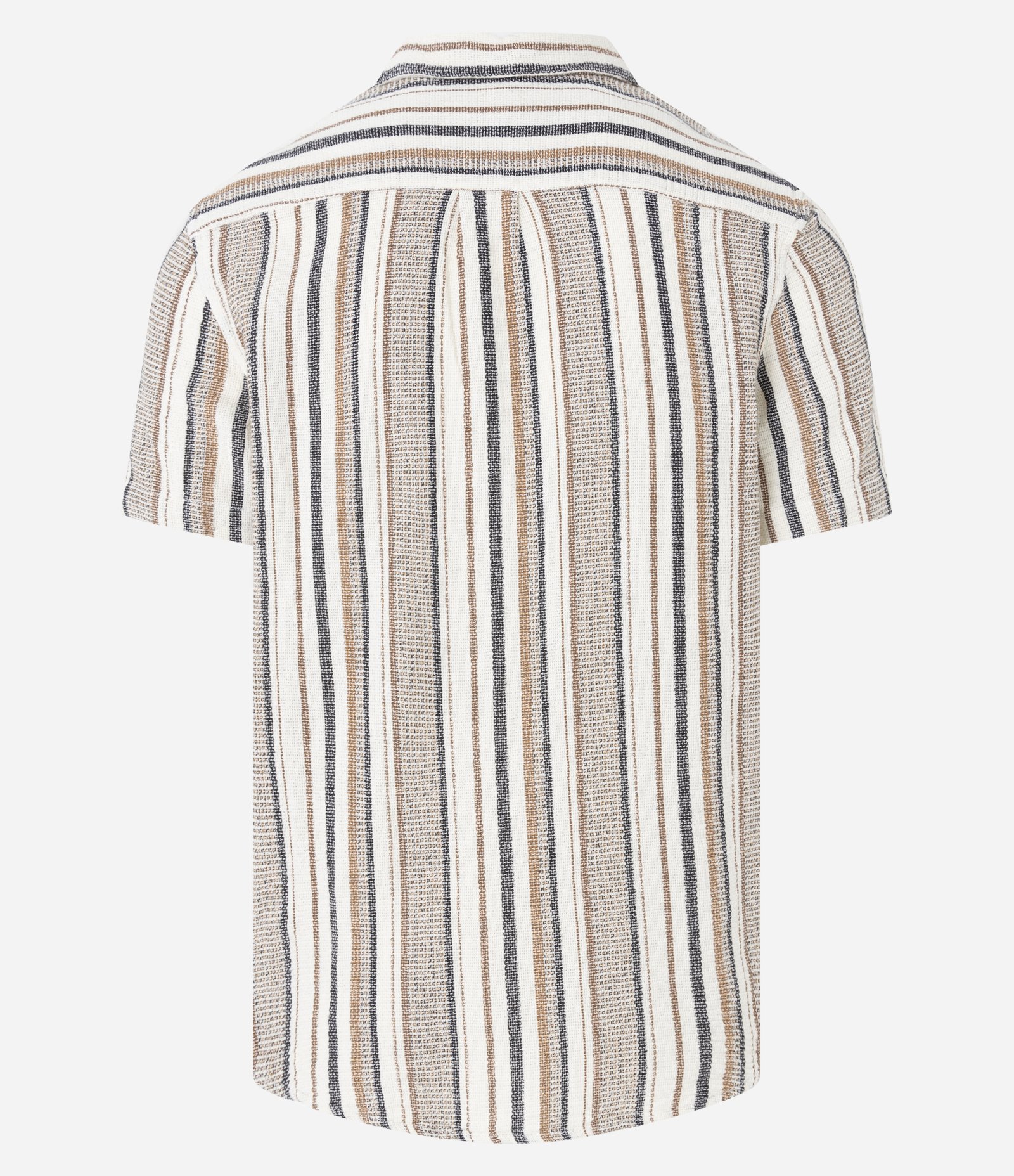 Camisa em Algodão com Textura e Listras Bege/Azul 6