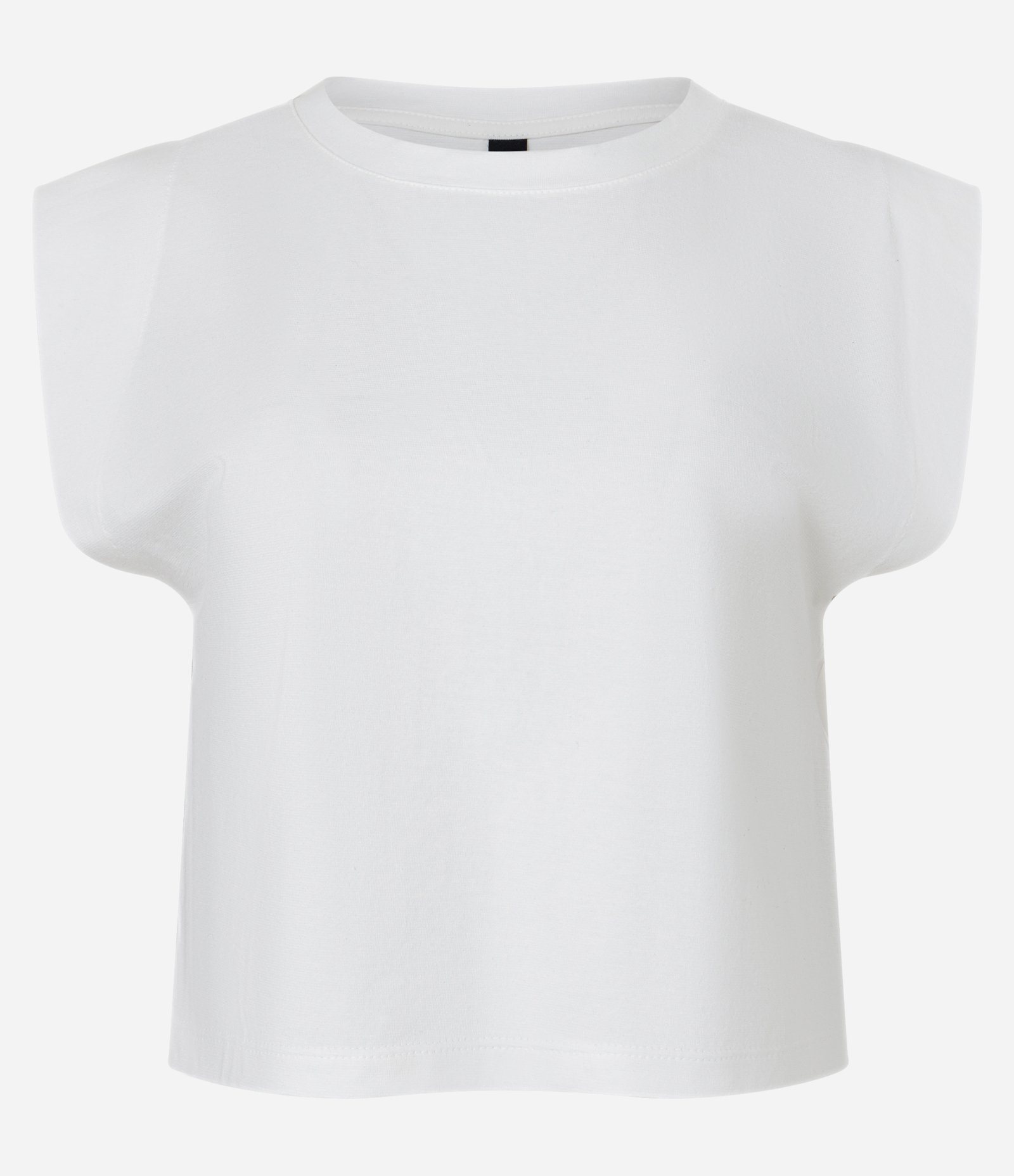 Blusa sem Manga em Algodão Efeito Ombreira Branco 4