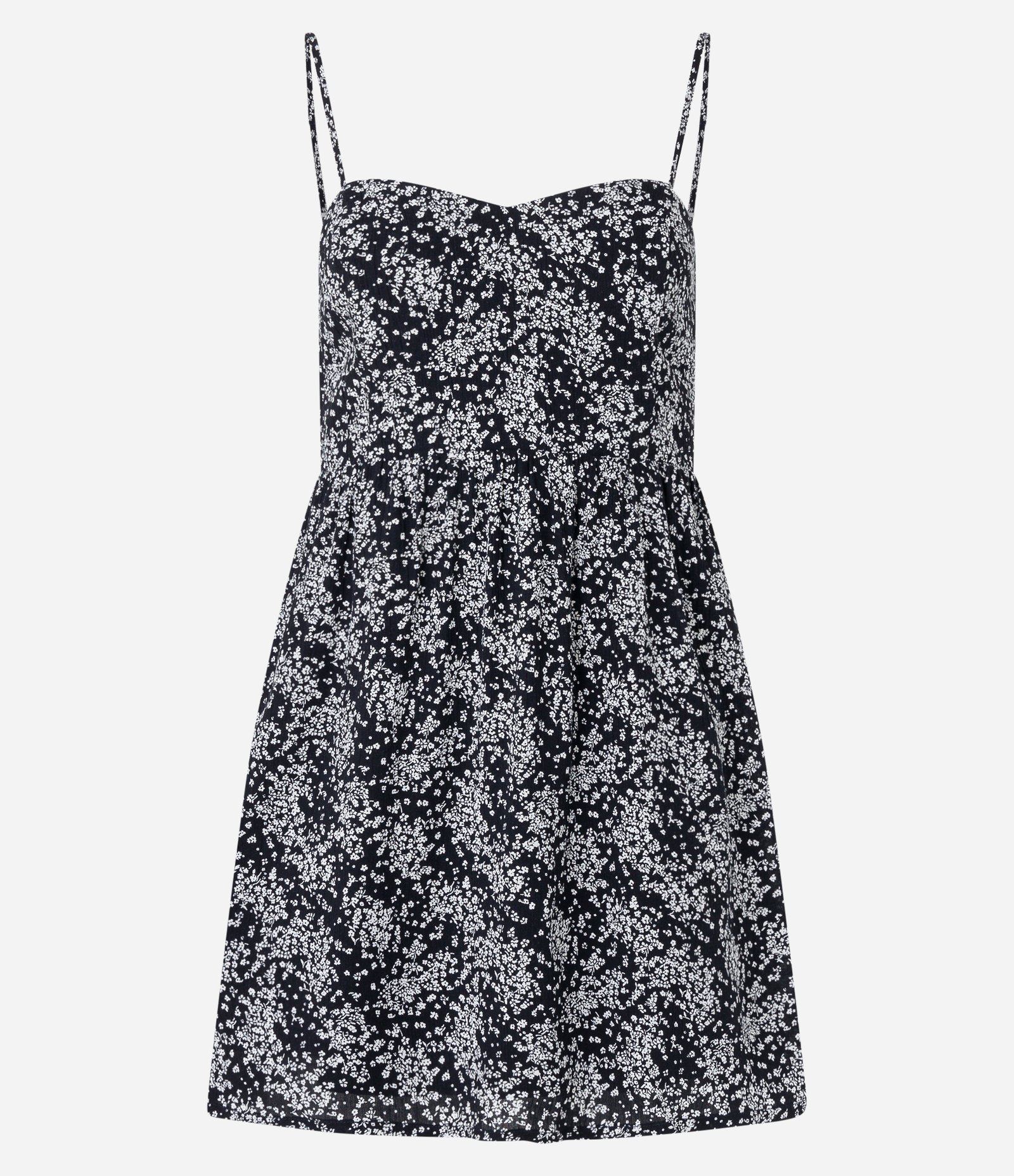 Vestido Curto em Viscose Floral Liberty e Lastex nas Costas Preto 4