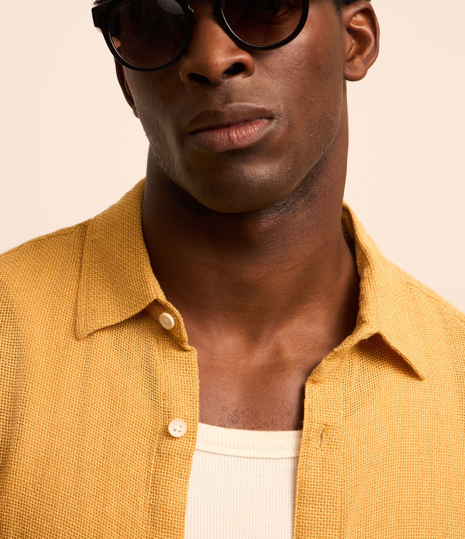 Camisa Comfort em Algodão com Textura Amarelo 5