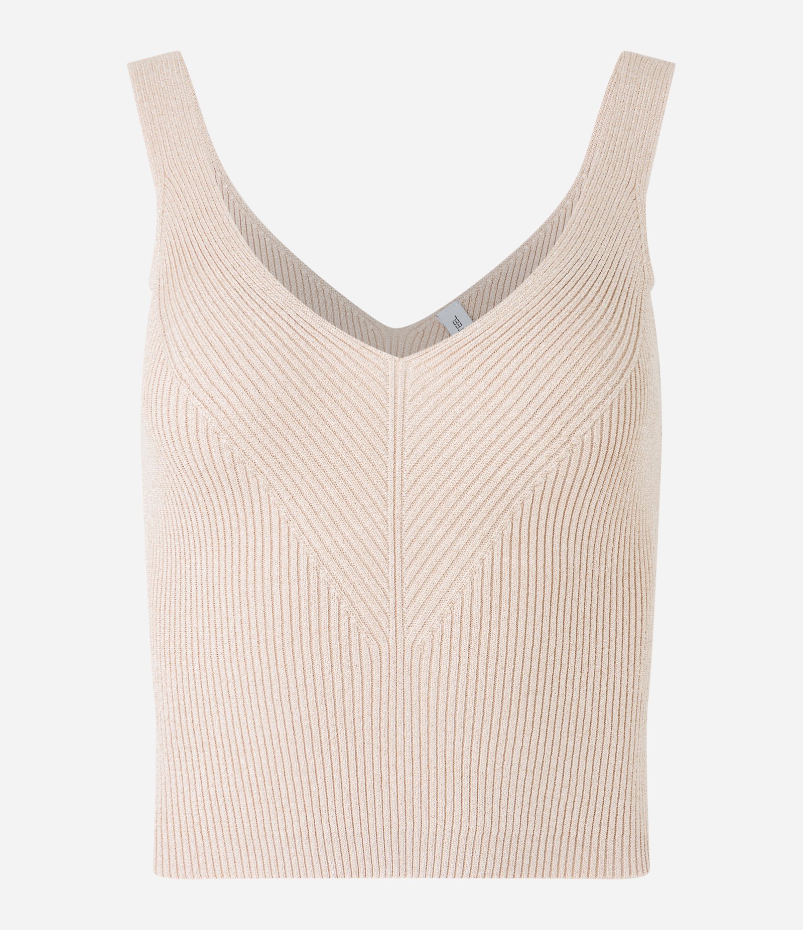 Blusa Sem Manga em Tricô Canelado com Fio Metalizado Bege 4