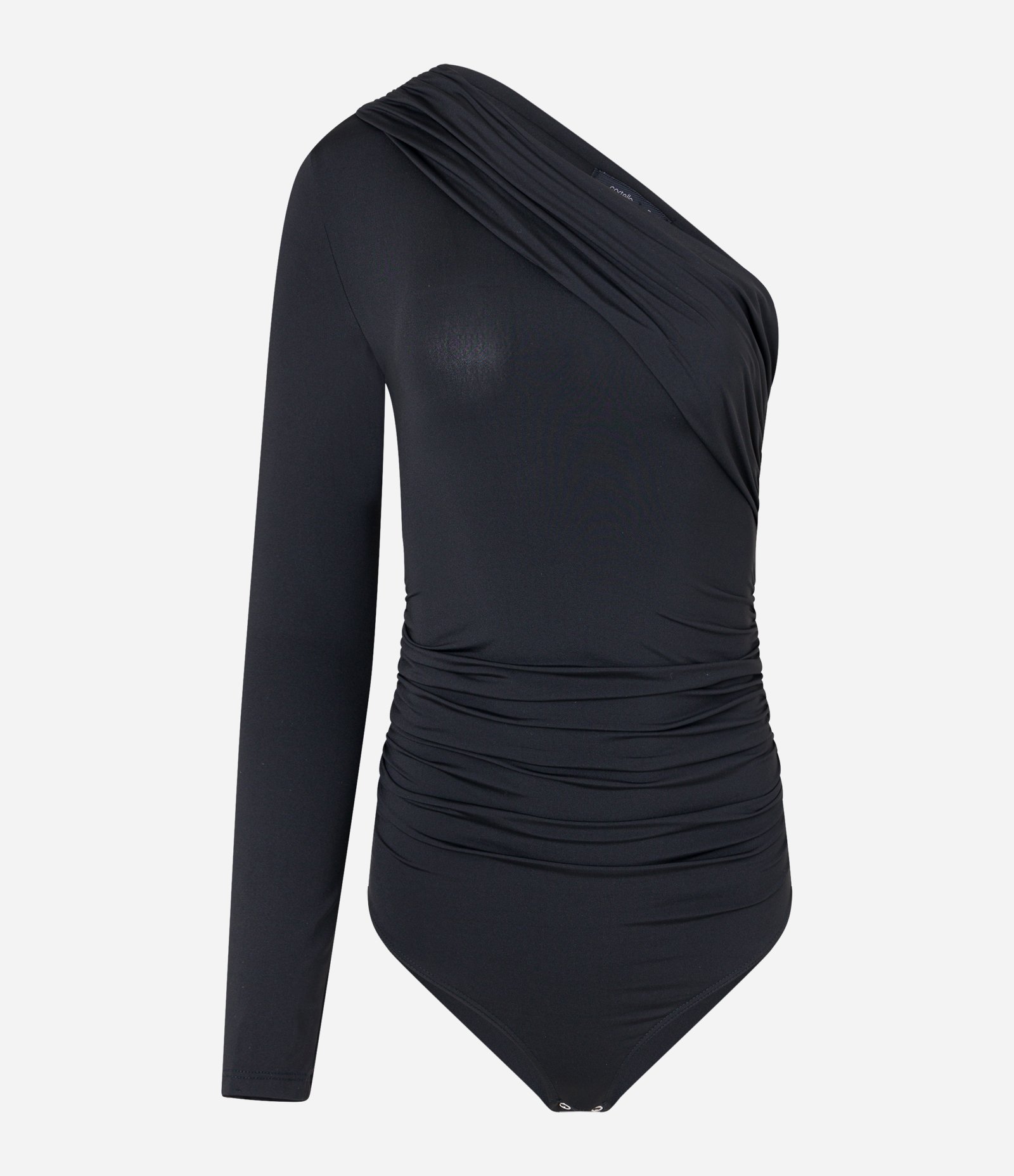Body Ombro Só em Poliamida com Dobra Franzida Preto 6