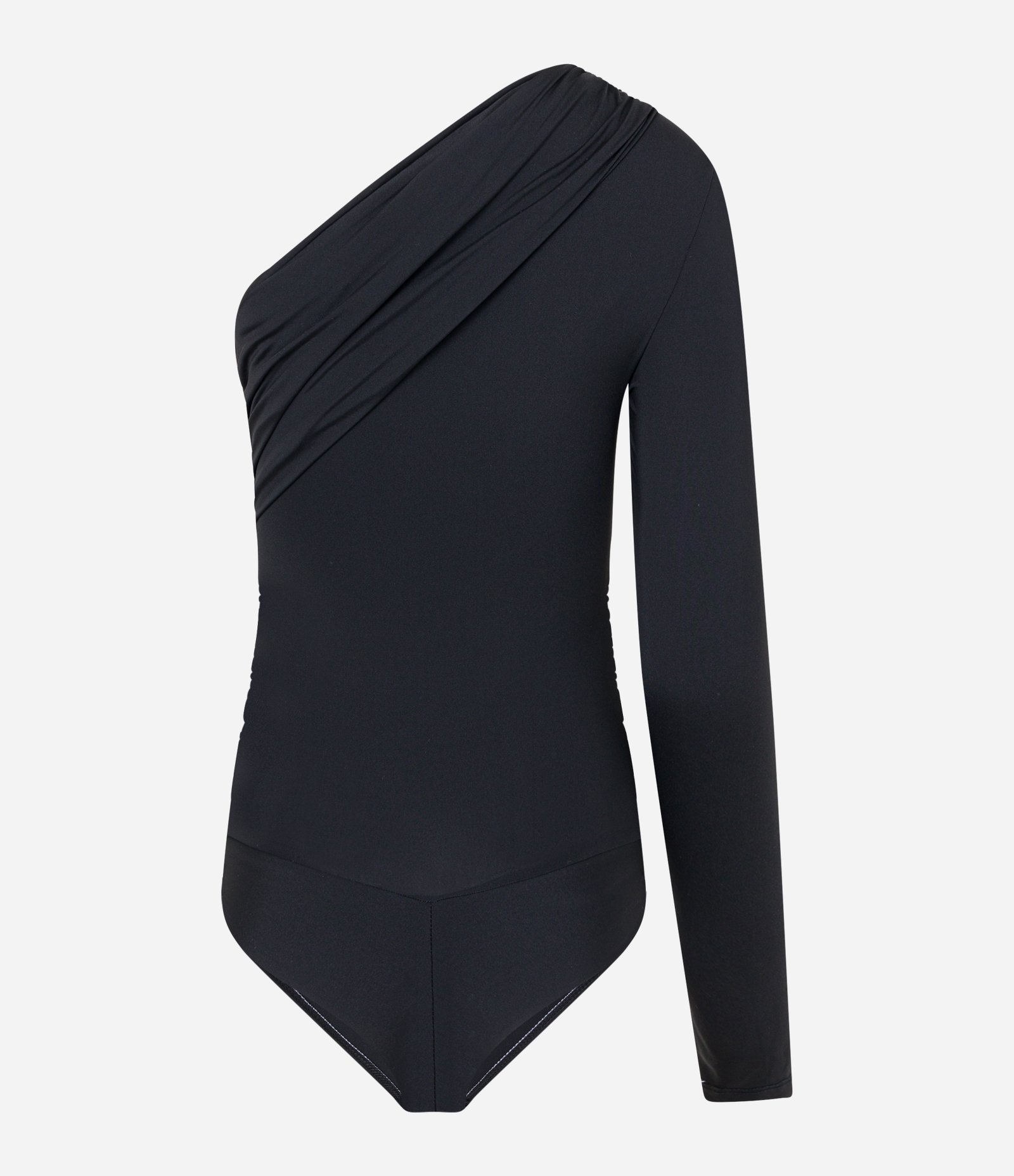 Body Ombro Só em Poliamida com Dobra Franzida Preto 7