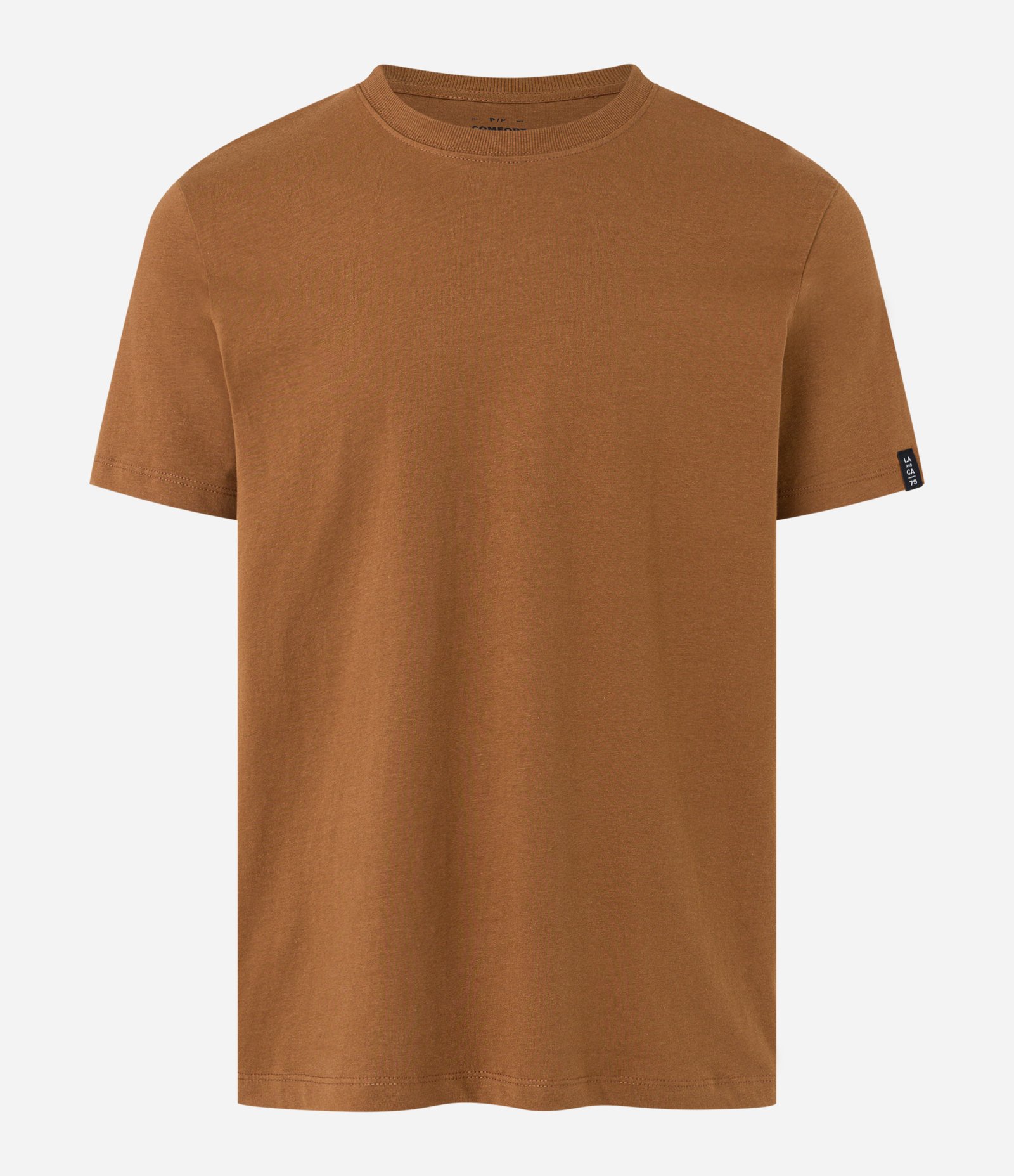 Camiseta Comfort Básica em Malhão com Etiqueta na Manga 4