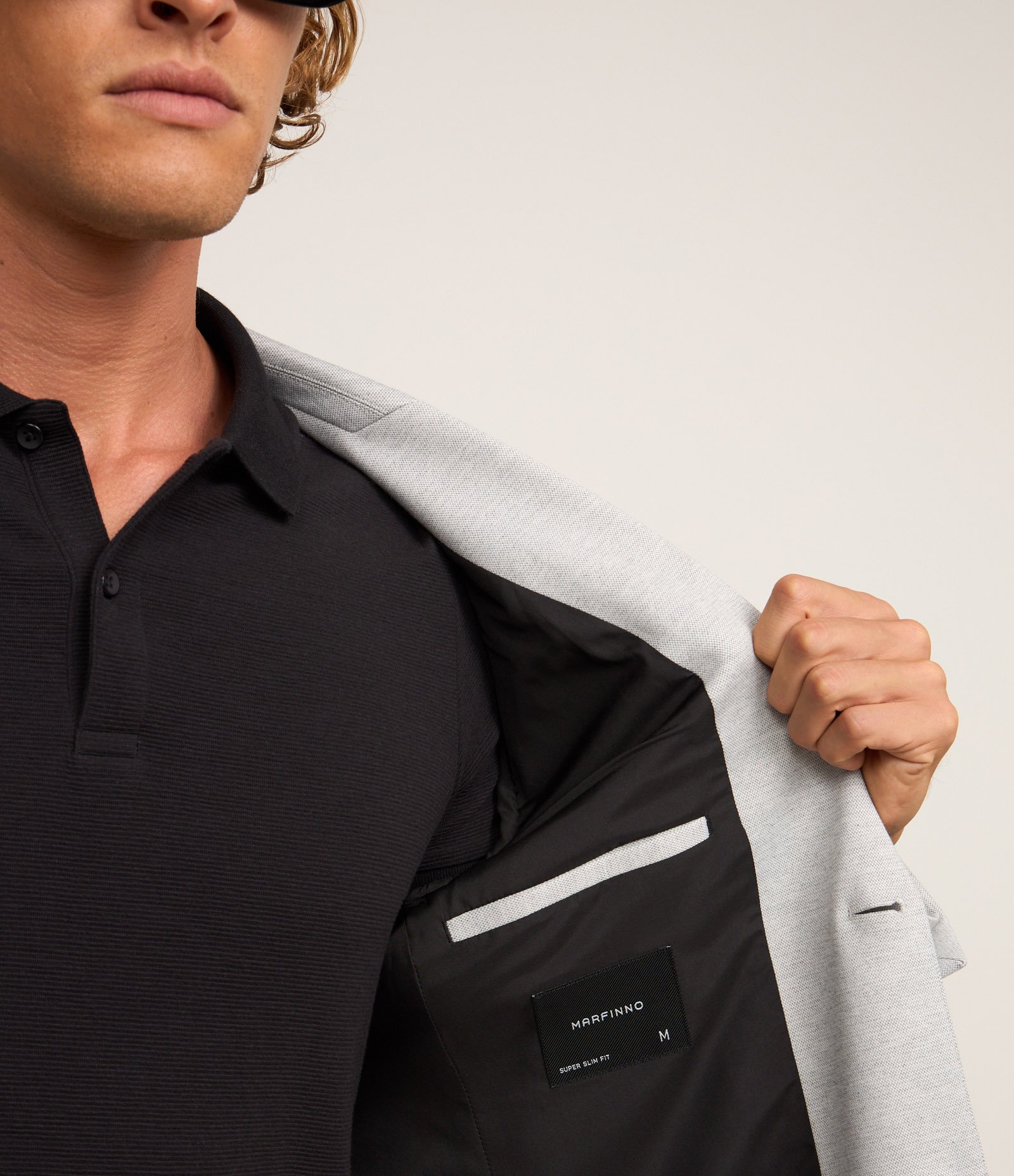 Blazer Super Slim de Malha sem Forro Cinza Claro 4