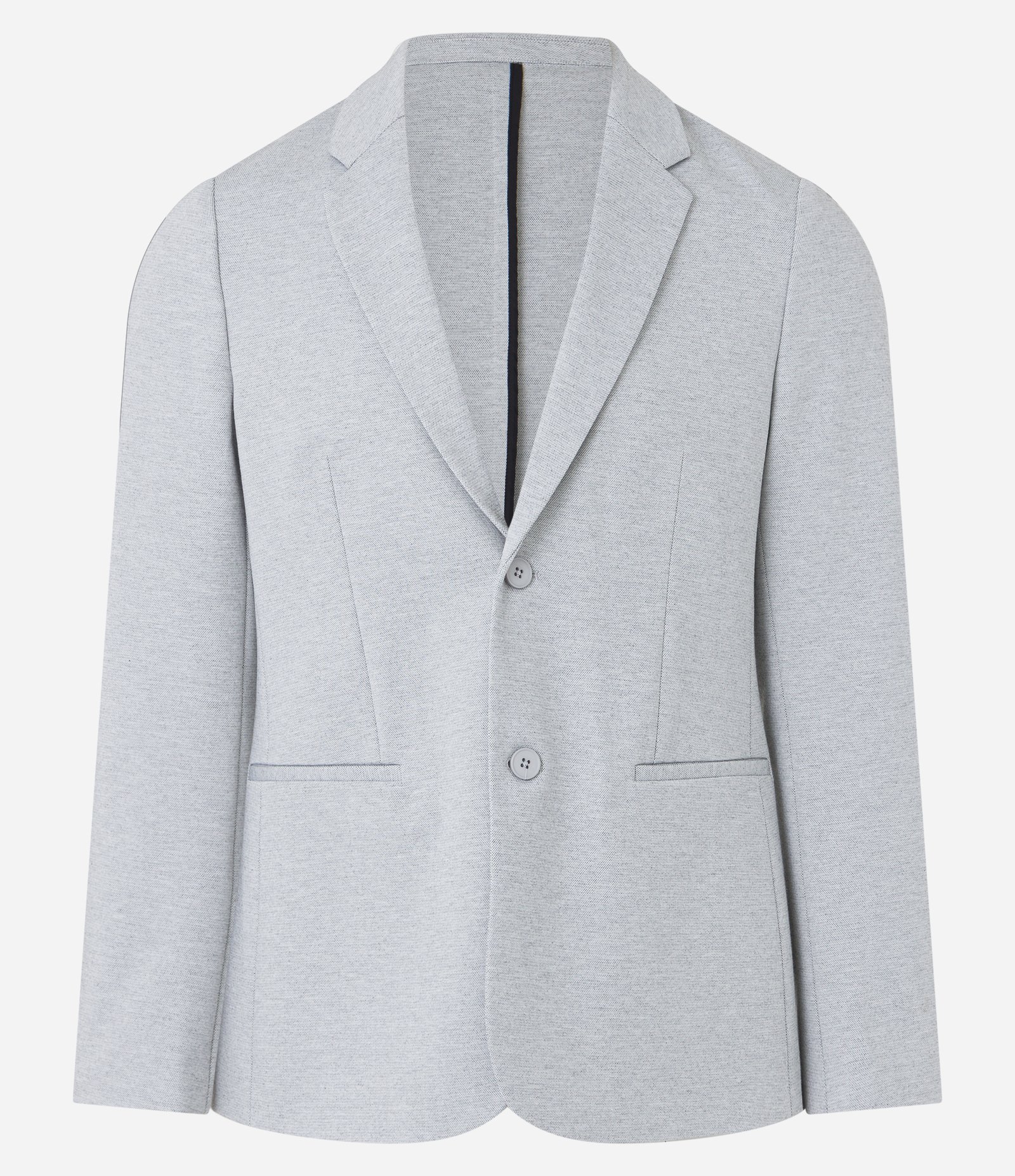 Blazer Super Slim de Malha sem Forro Cinza Claro 7