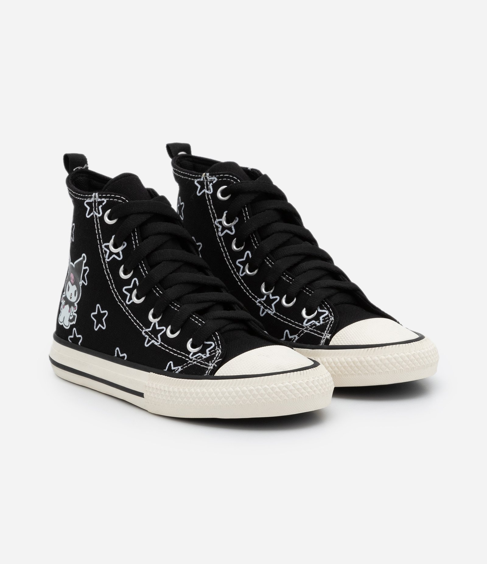 Tênis Botinha Infantil com Estampa de Estrelas e da Kuromi - Tam 26 ao 36 Preto 1