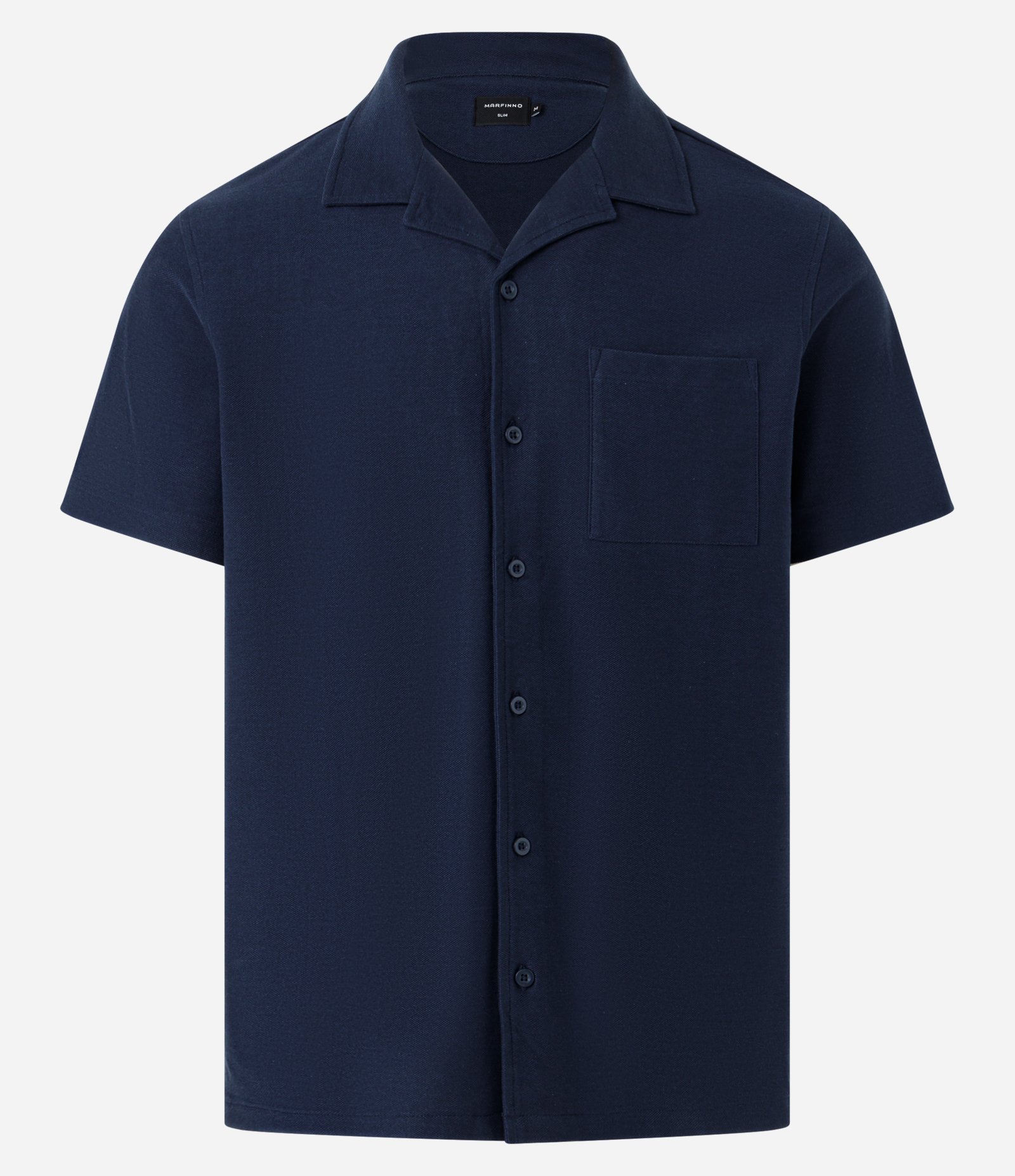 Camisa em Piquet com Textura e Bolso Frontal Azul Marinho 6