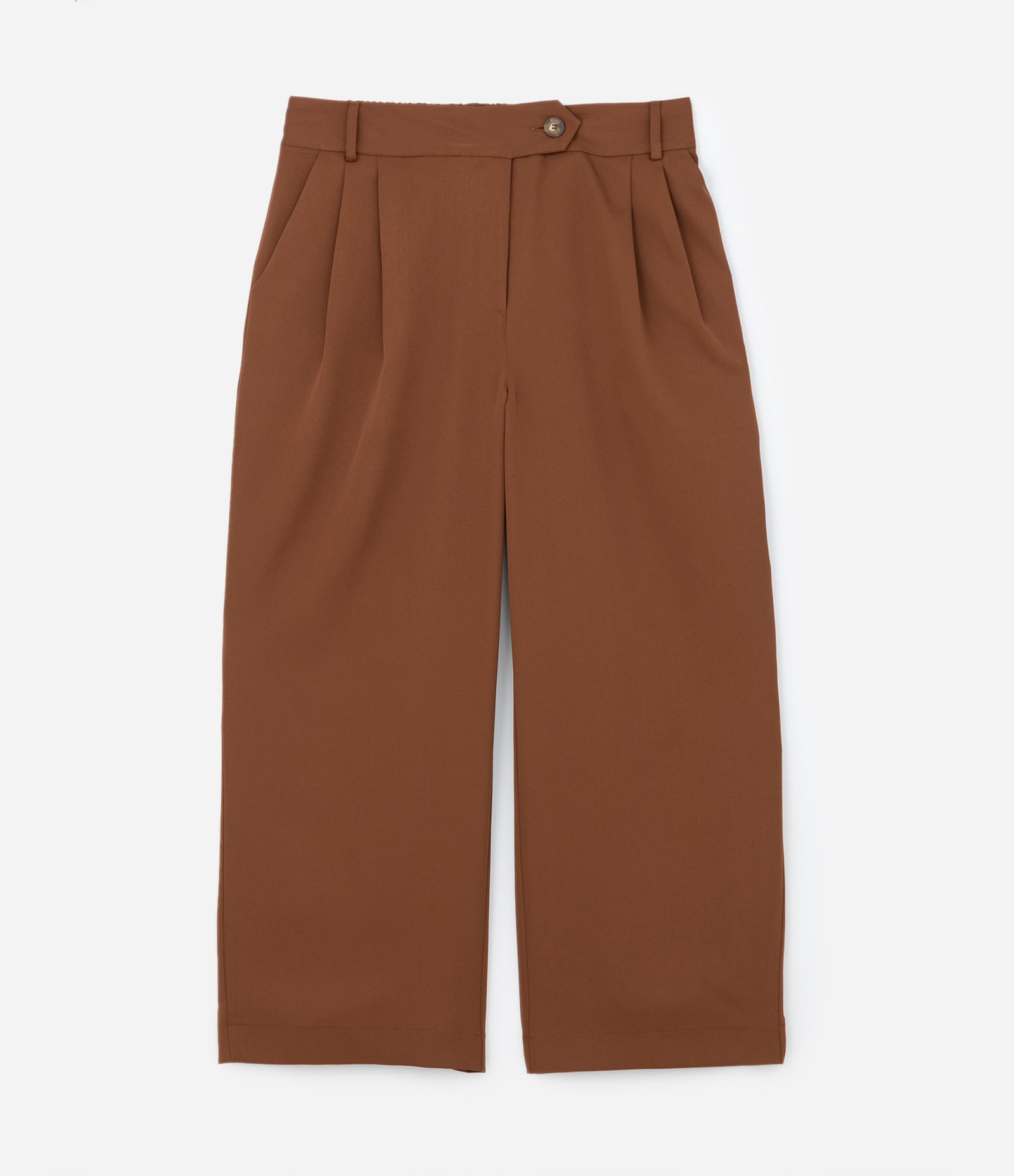 Calça Pantalona Alfaiataria com Botão no Cós Curve & Plus Size Marrom 5