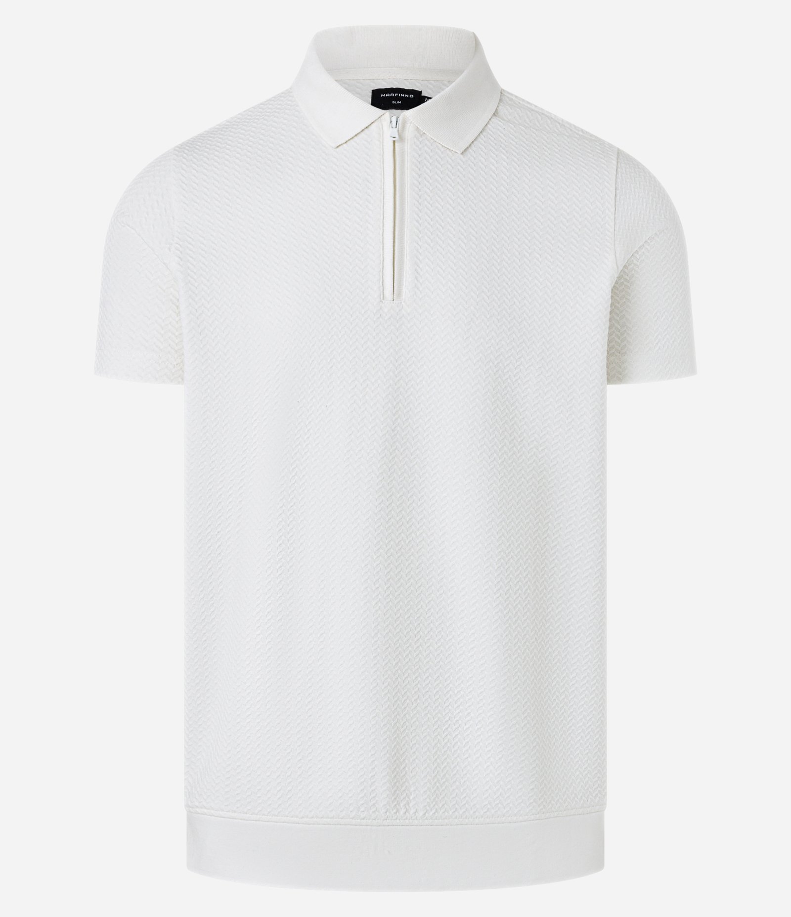 Camisa Polo Slim em Algodão com Textura e Zíper Branco Neve 7