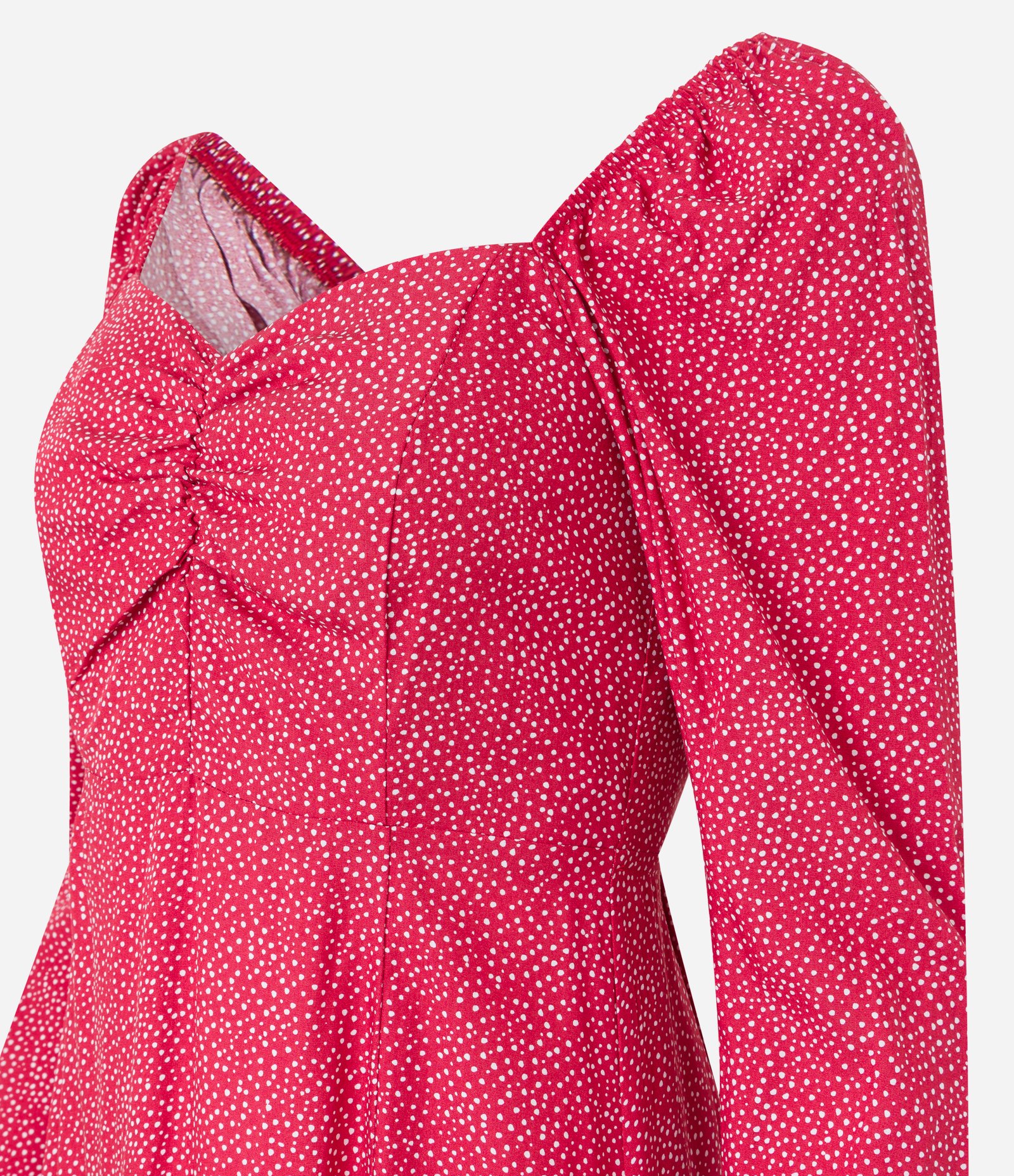 Vestido New Midi em Viscose Poá com Amarração nas Costas Vermelho 5