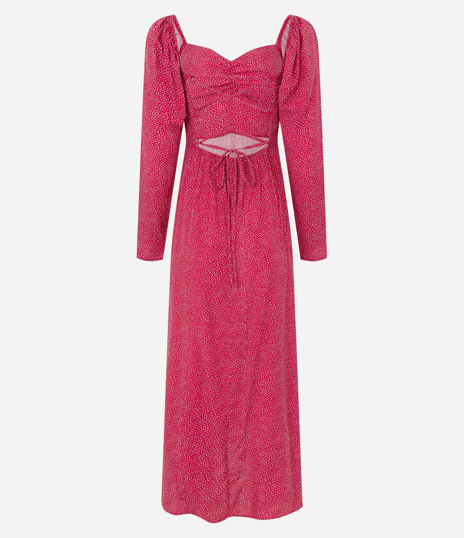 Vestido New Midi em Viscose Poá com Amarração nas Costas Vermelho 6