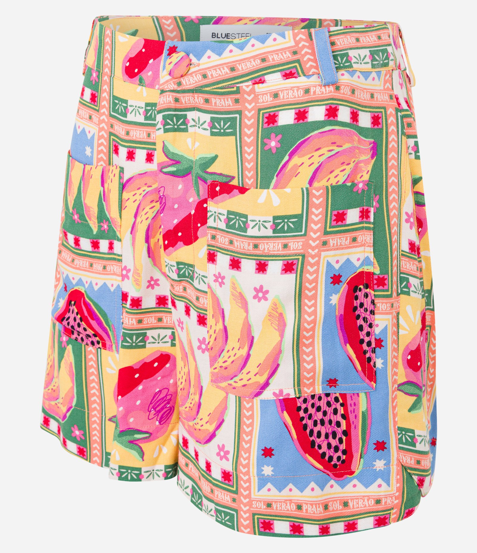 Short Curto em Viscose com Estampa de Frutinhas Multicores 6