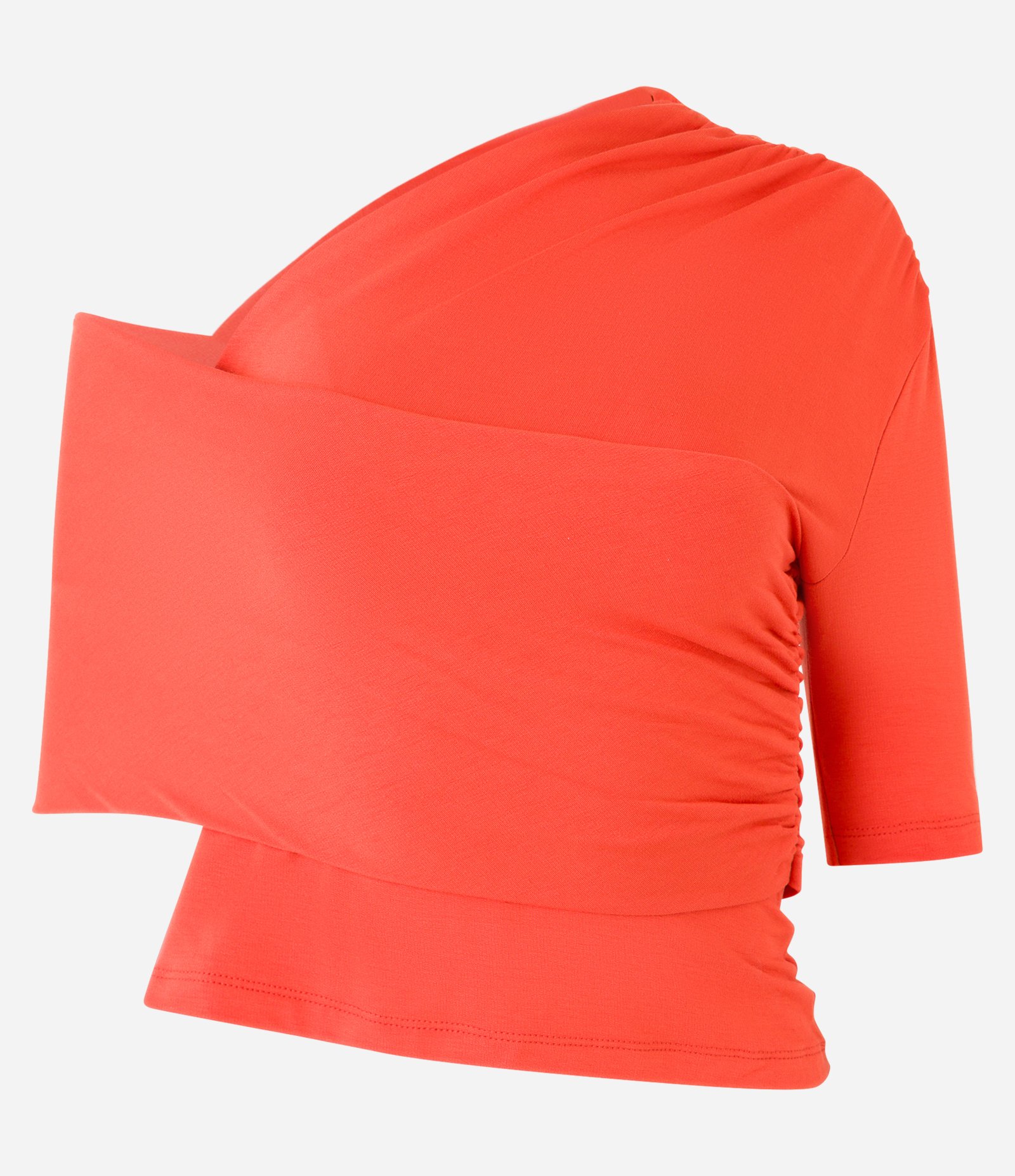 Blusa em Moletinho com Transpasse Frontal e Detalhe Franzido Laranja 5