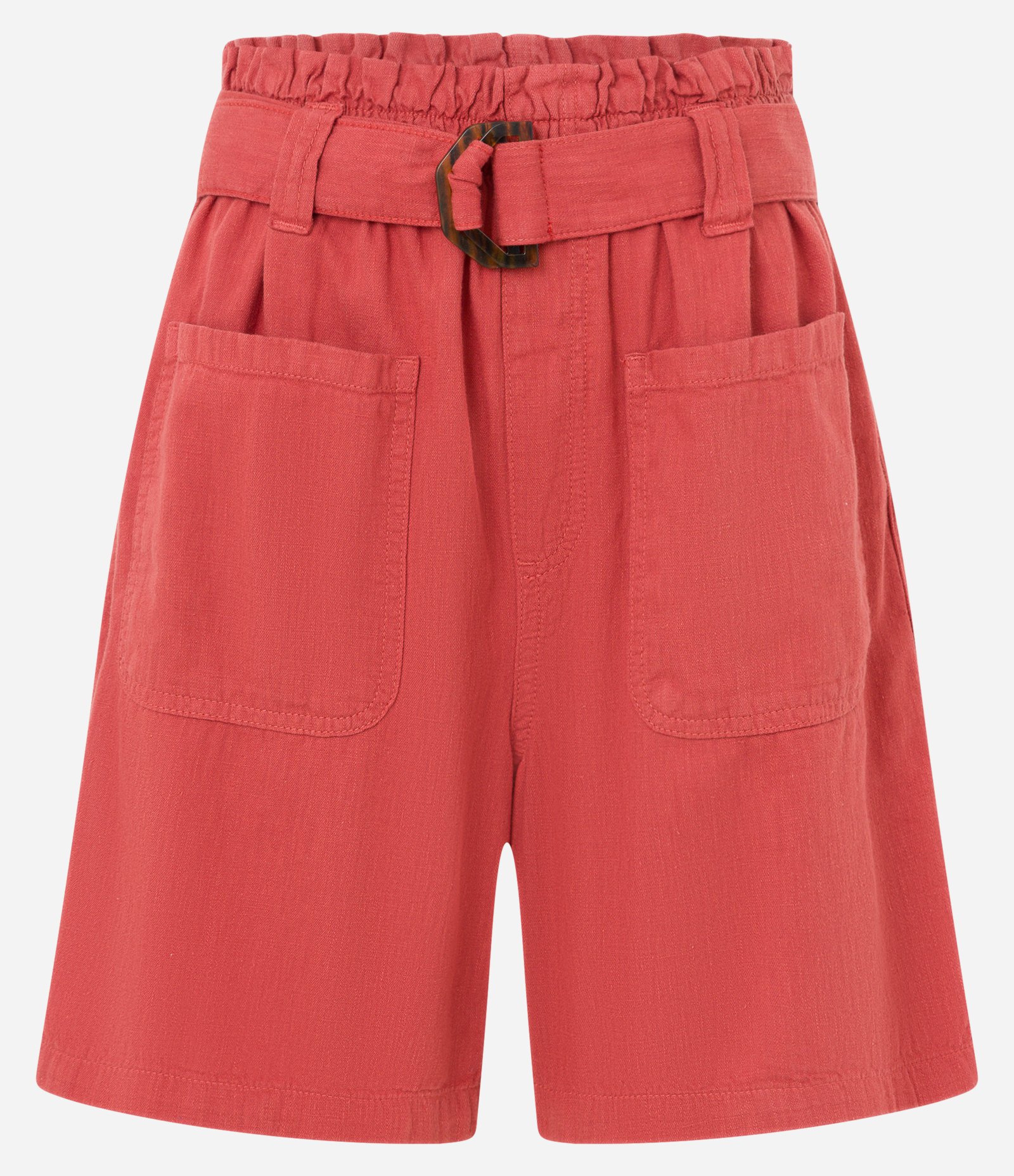 Short Baggy Cintura Média em Sarja com Cinto Afivelado Vermelho 5