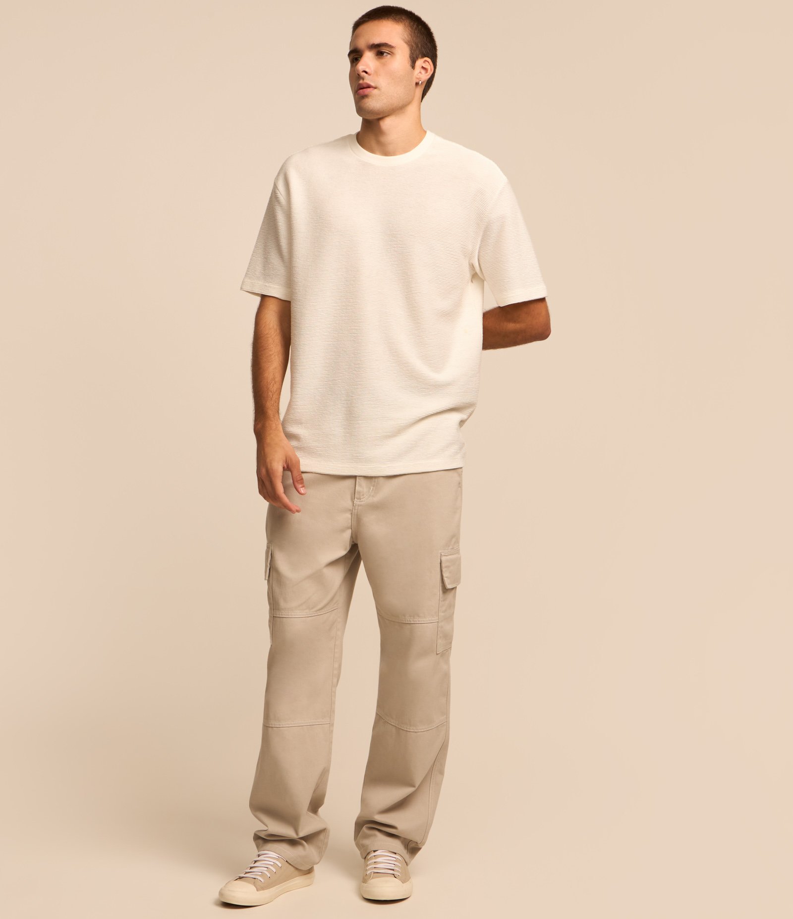 Camiseta Relaxed em Algodão com Textura Branco 2