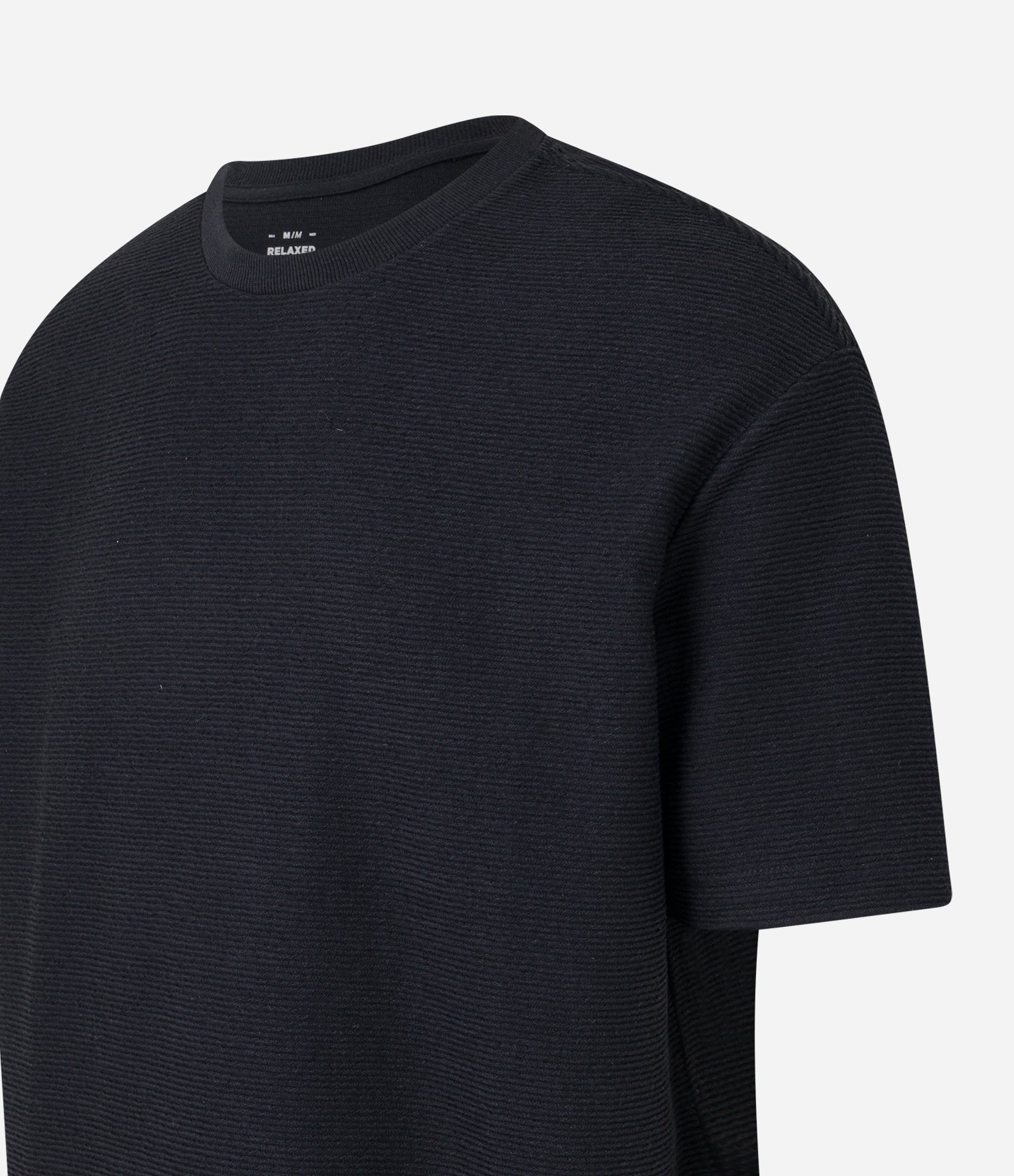 Camiseta Relaxed em Algodão com Textura Preto 6