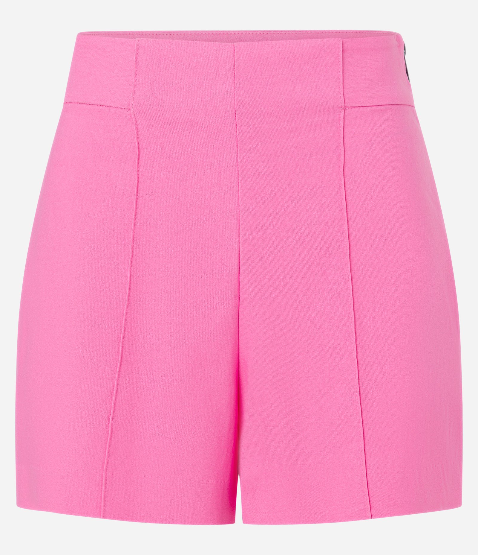Short Curto em Bengaline com Cintura Alta e Frisos Frontais Rosa 5