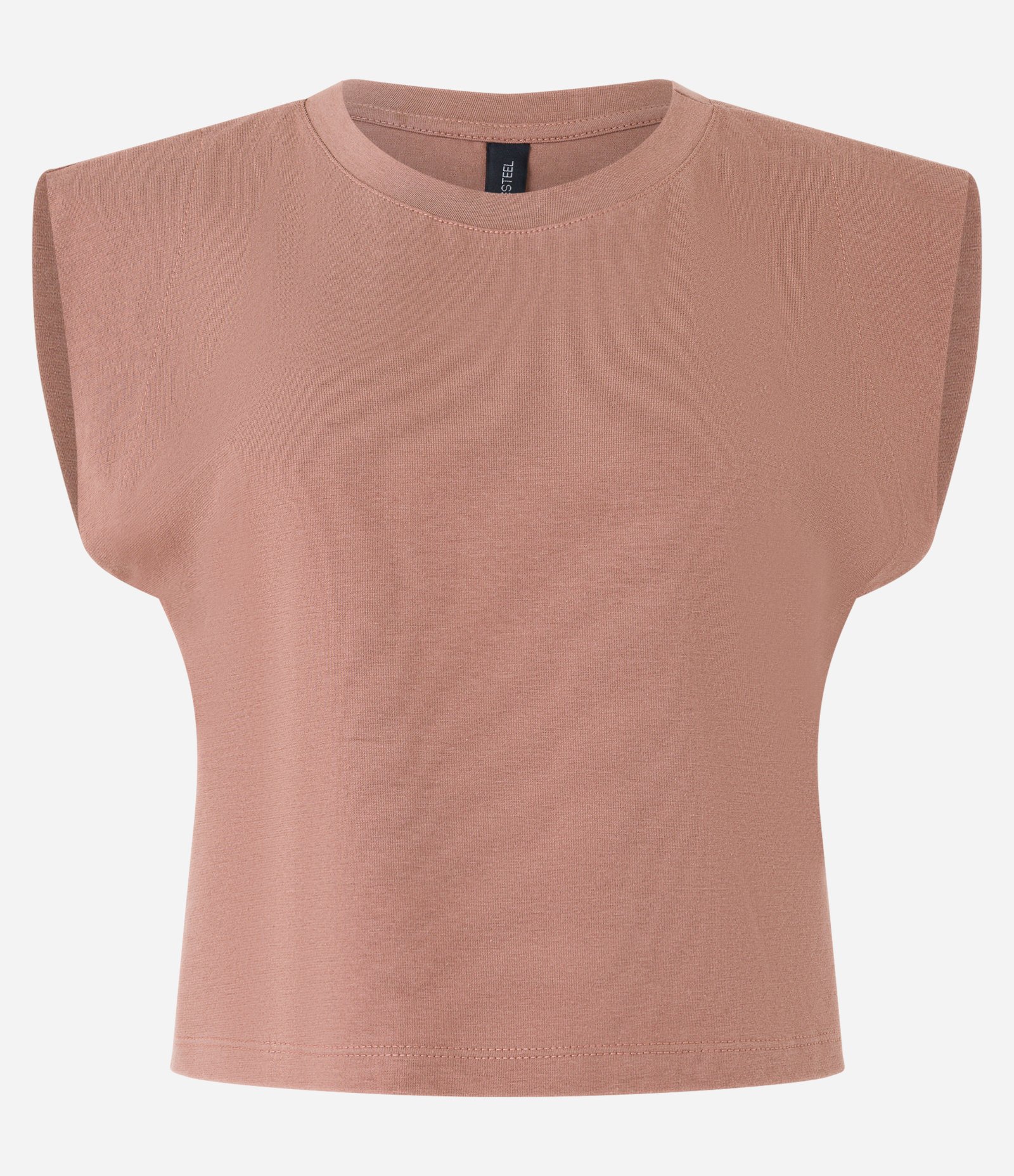 Blusa sem Manga em Algodão Efeito Ombreira Marrom 5