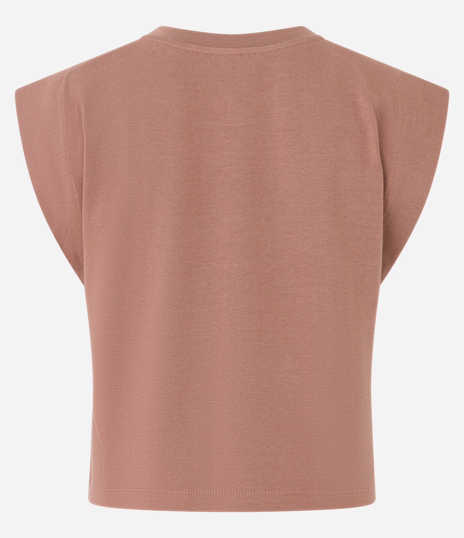 Blusa sem Manga em Algodão Efeito Ombreira Marrom 6