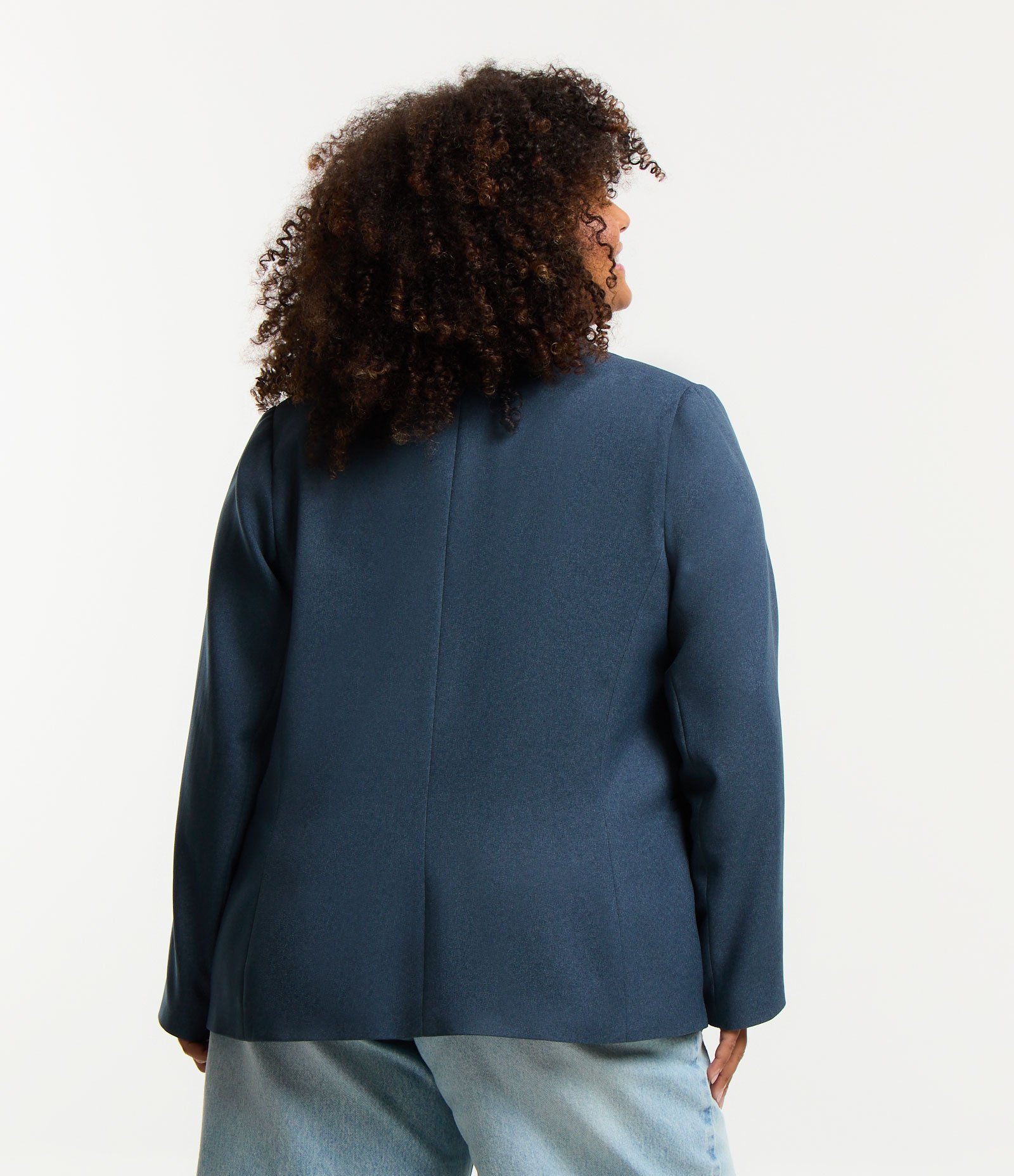 Blazer Alongado Alfaiataria Curve & Plus Size Azul Marinho 3
