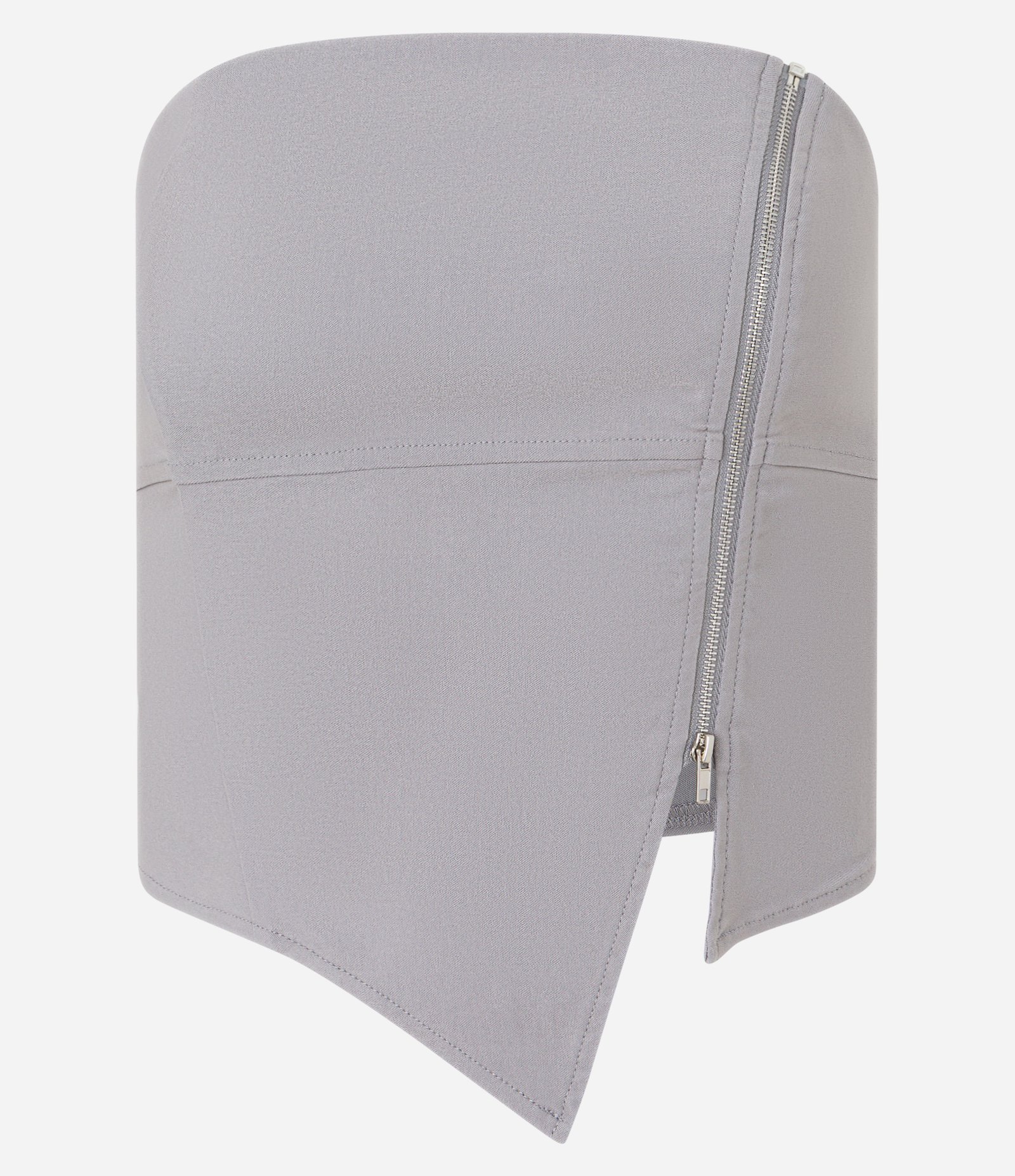 Blusa Tomara que Caia em Bengaline com Barra Assimétrica e Zíper Cinza 3
