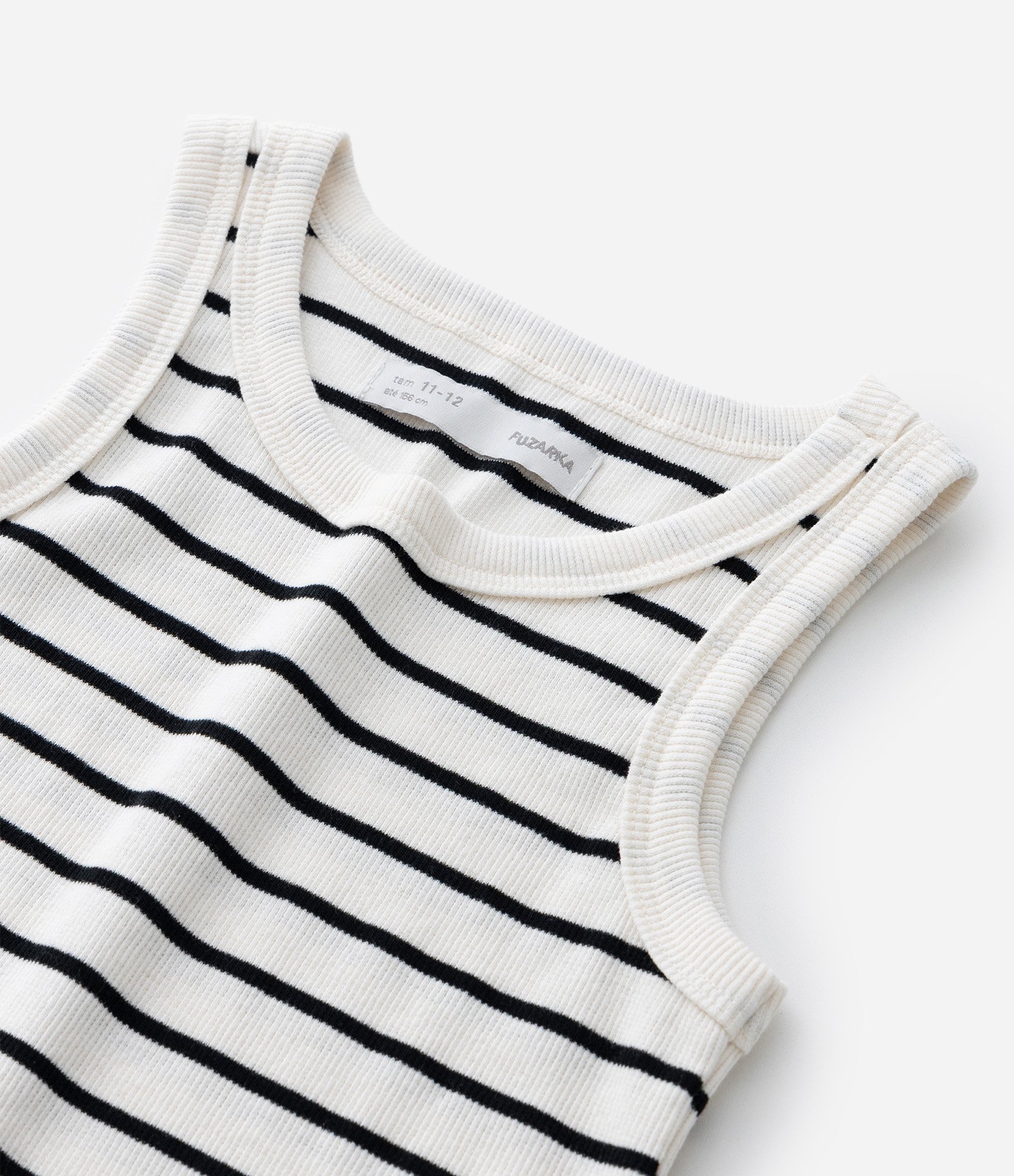 Blusa Regata Infantil Canelada com Estampa Listrada - Tam 5 a 14 anos Branco 4