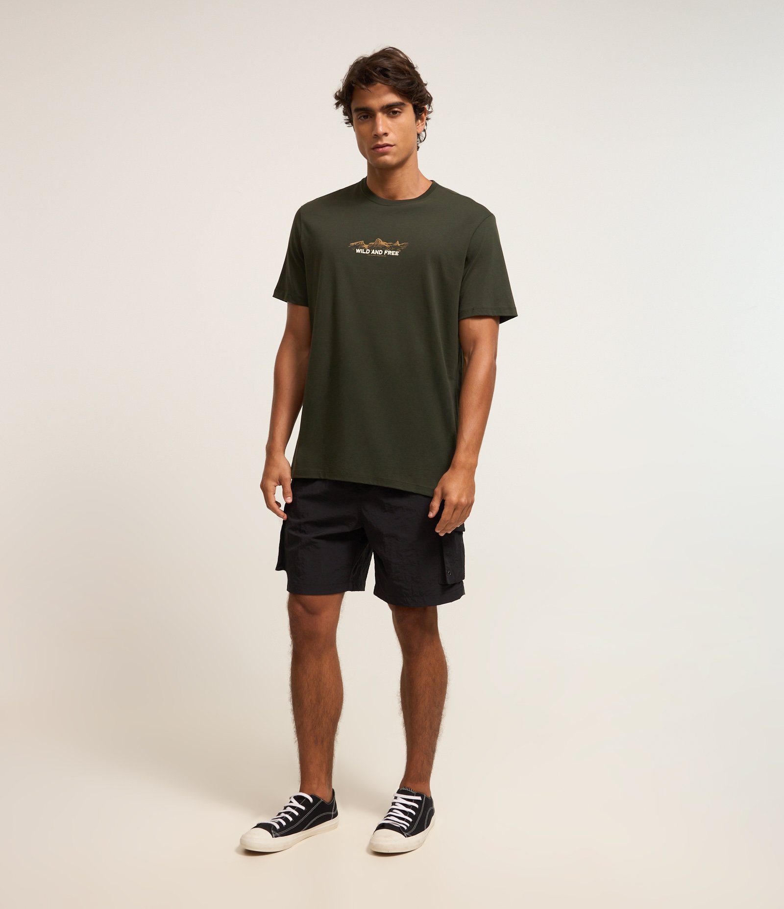 Camiseta Comfort em Algodão com Estampa Lettering Verde 2