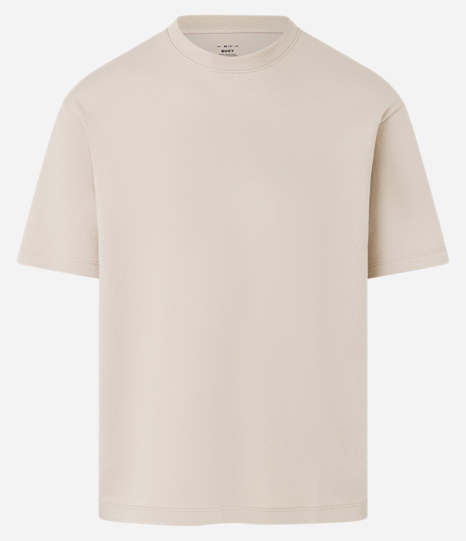 Camiseta Boxy em Algodão com Gola Redonda Bege 4