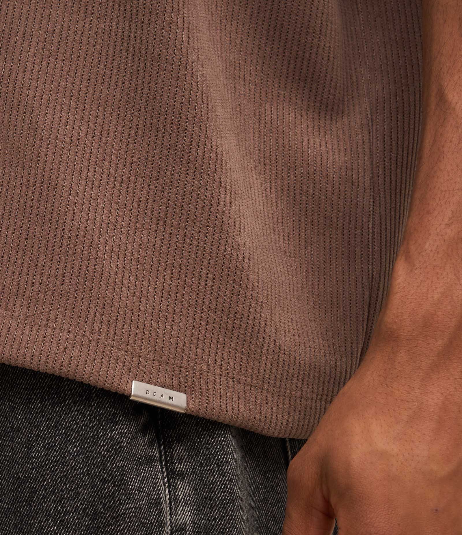 Camiseta em Cotelê com Bordado Lettering Bege 4