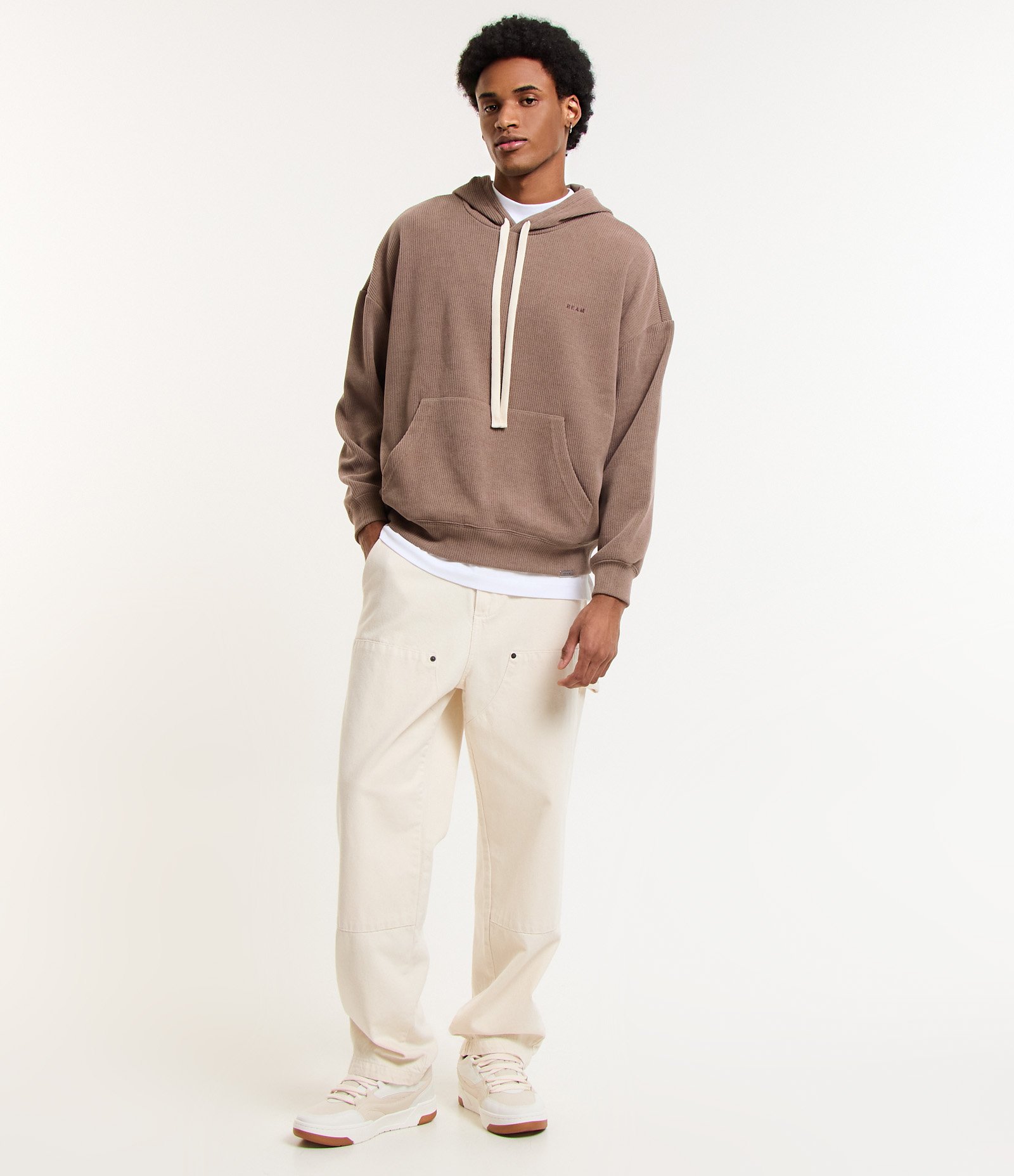 Casaco Balloon em Moletom com Capuz Marrom 2