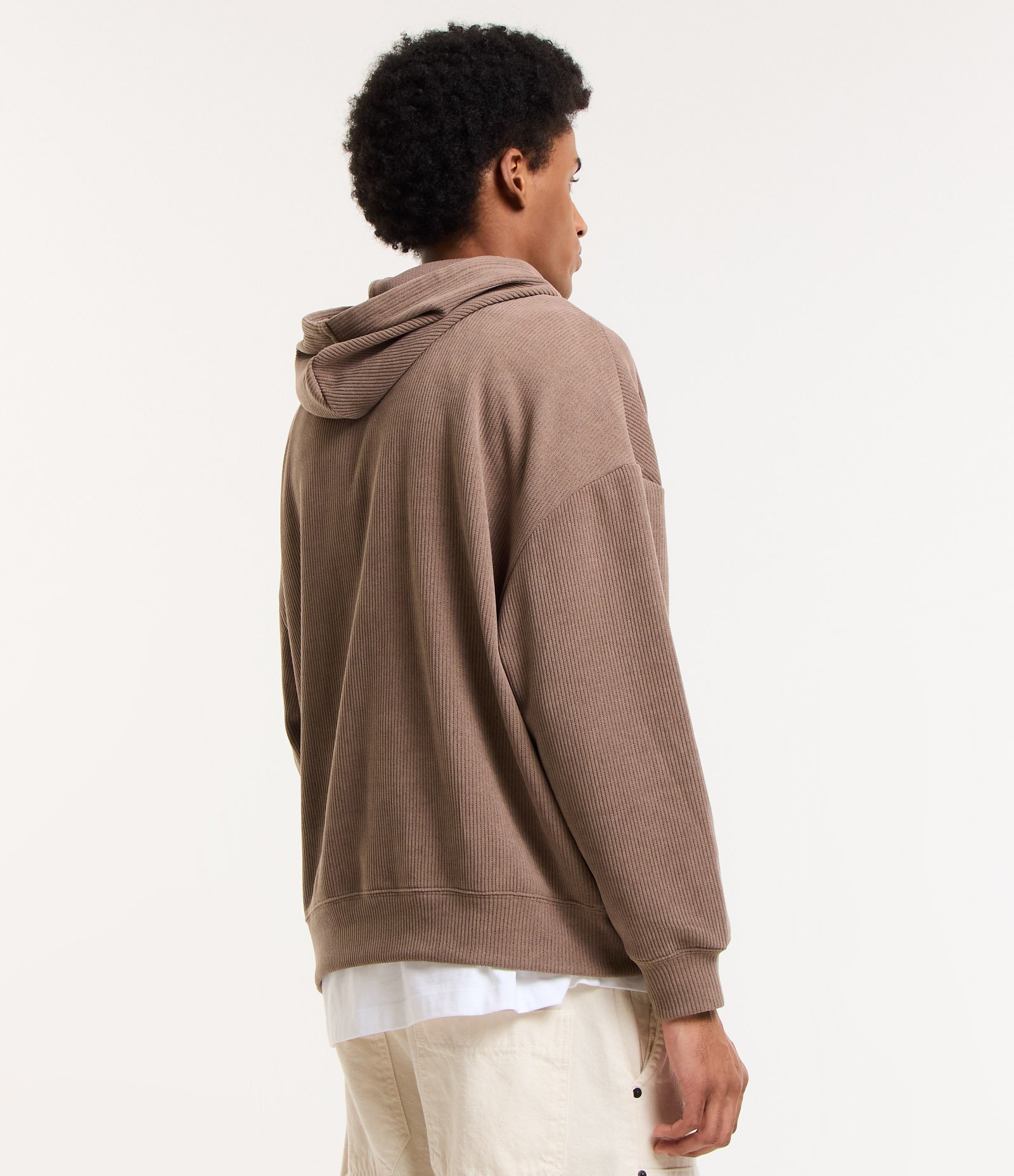 Casaco Balloon em Moletom com Capuz Marrom 3