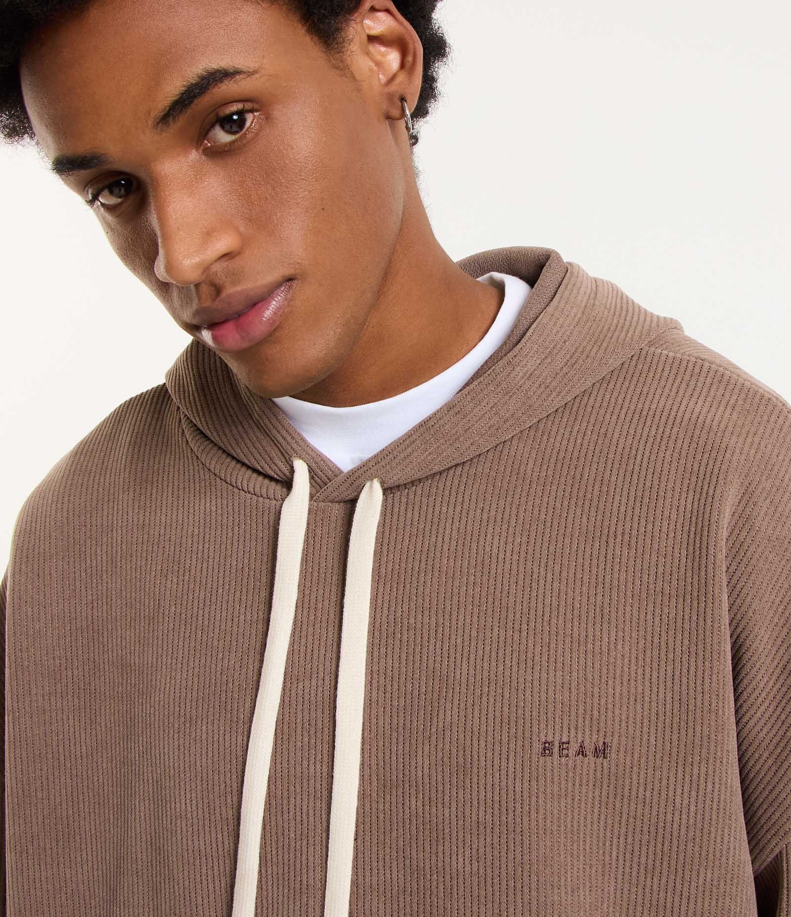 Casaco Balloon em Moletom com Capuz Marrom 4