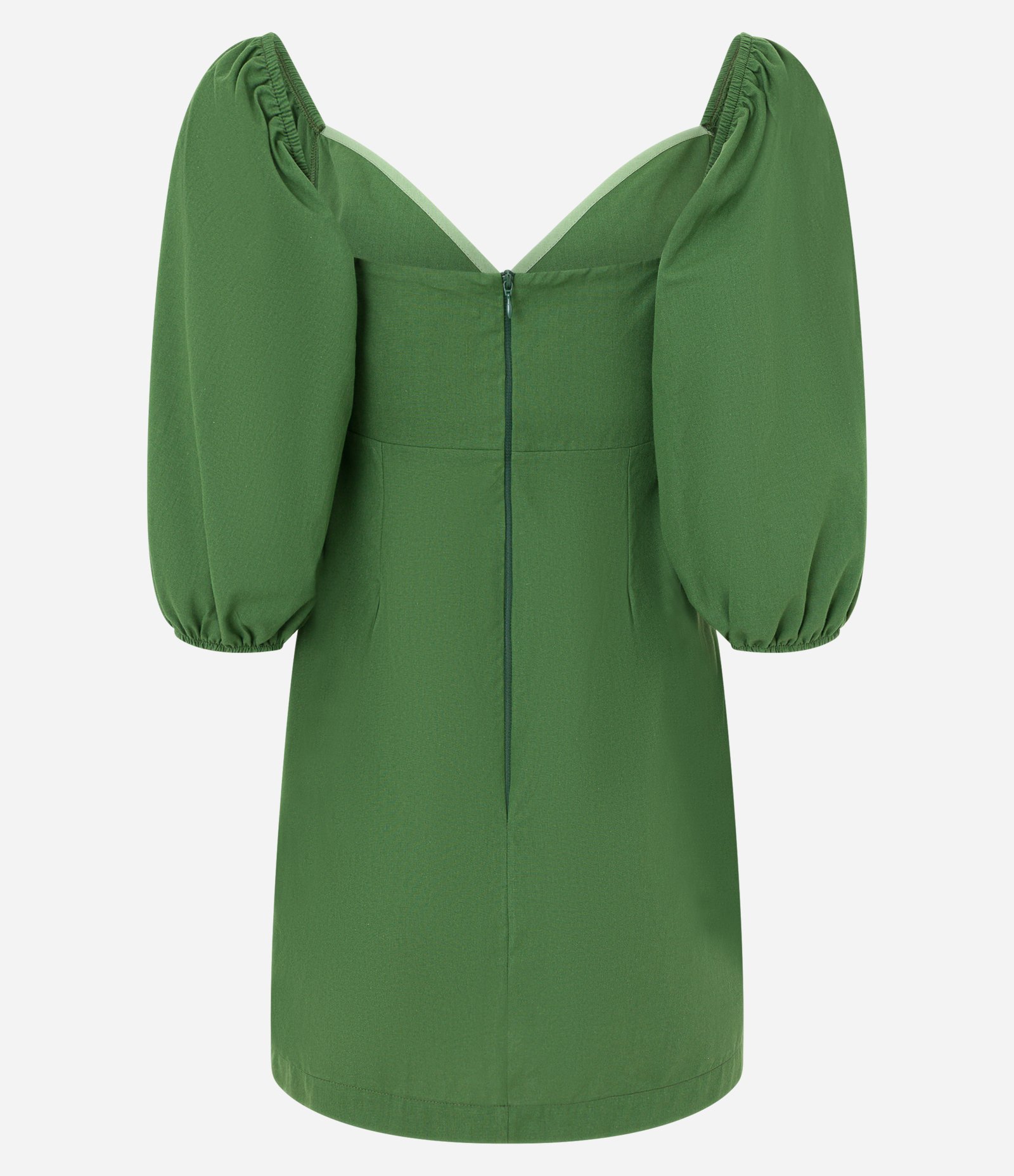 Vestido Curto em Tricoline com Decote Cruzado e Zíper nas Costas Verde 5