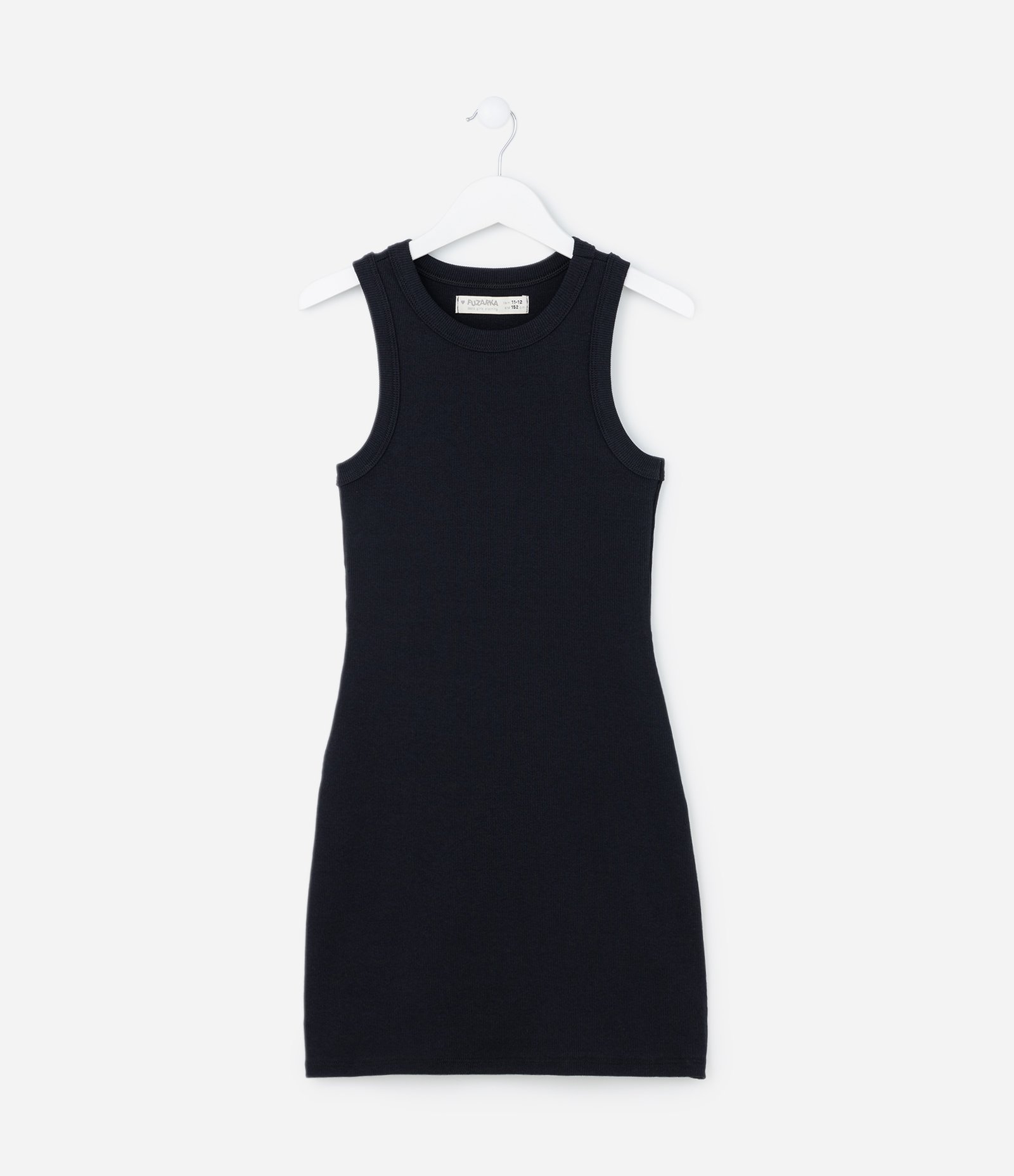 Vestido Infantil Canelado em Algodão - Tam 5 a 14 anos Preto 1