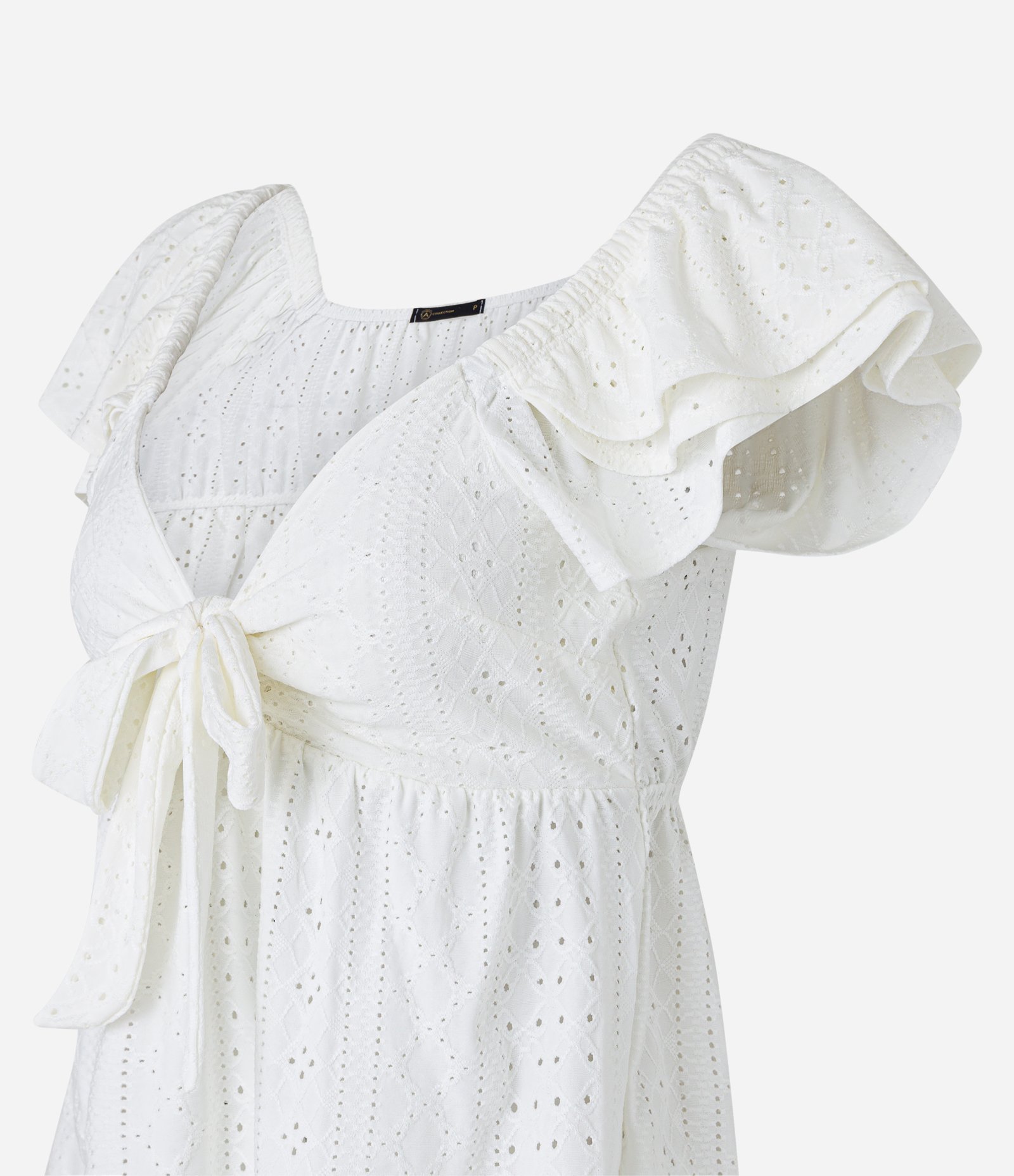 Blusa em Laise com Laço no Busto e Babado na Manga Branco 6