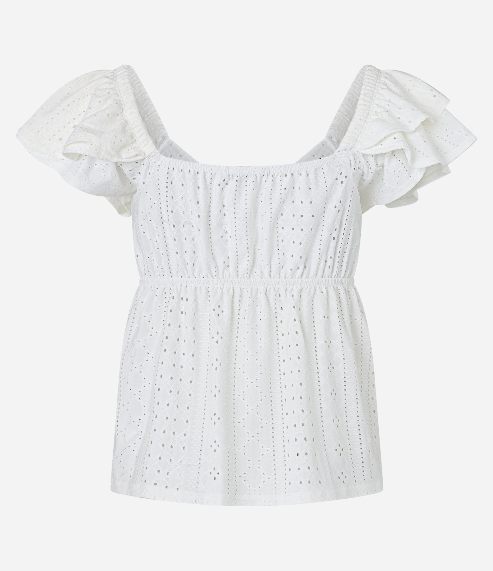 Blusa em Laise com Laço no Busto e Babado na Manga Branco 7