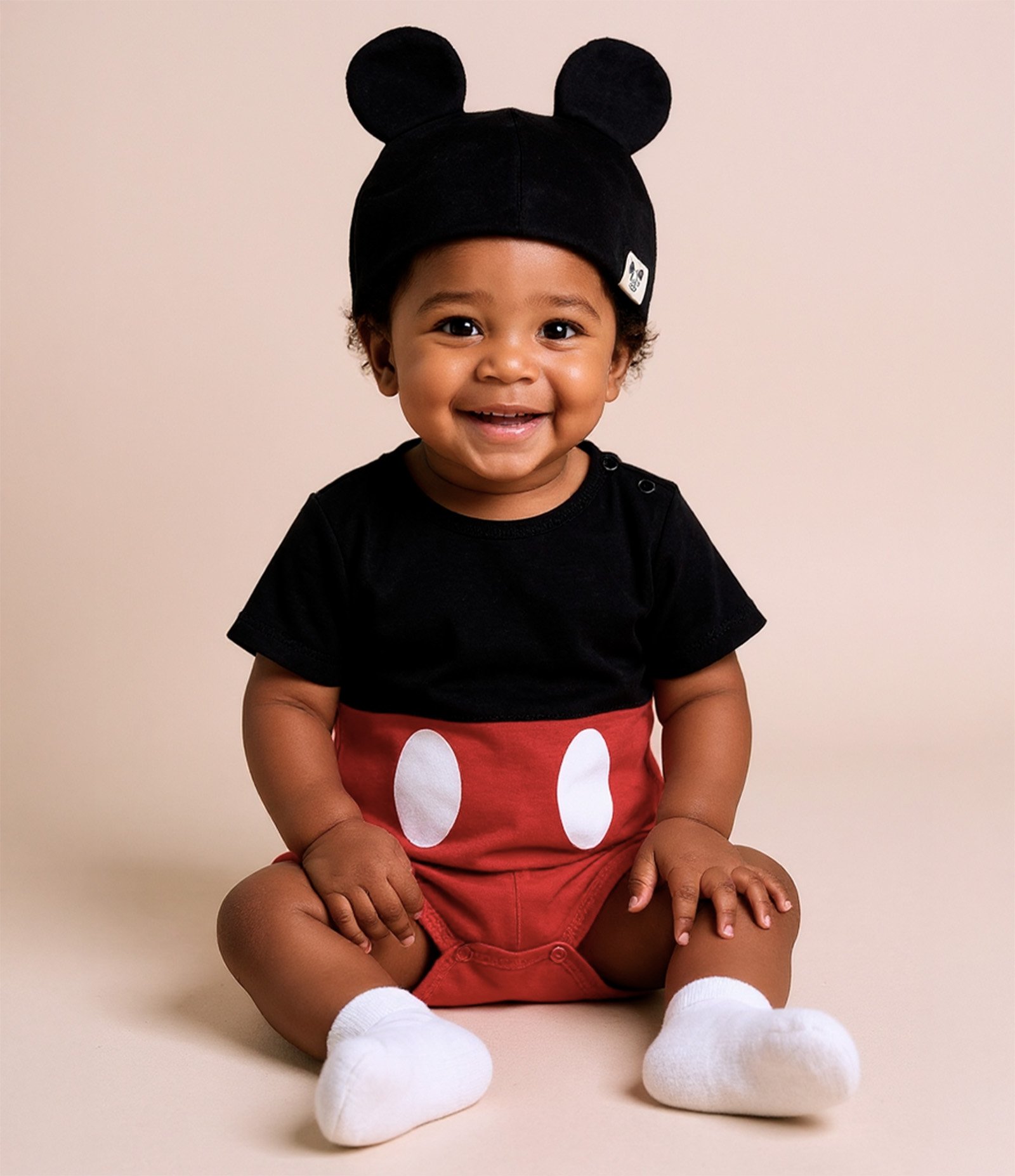 Body Infantil com Estampa Mickey com Gorro - Tam 0 a 18 meses Preto 1