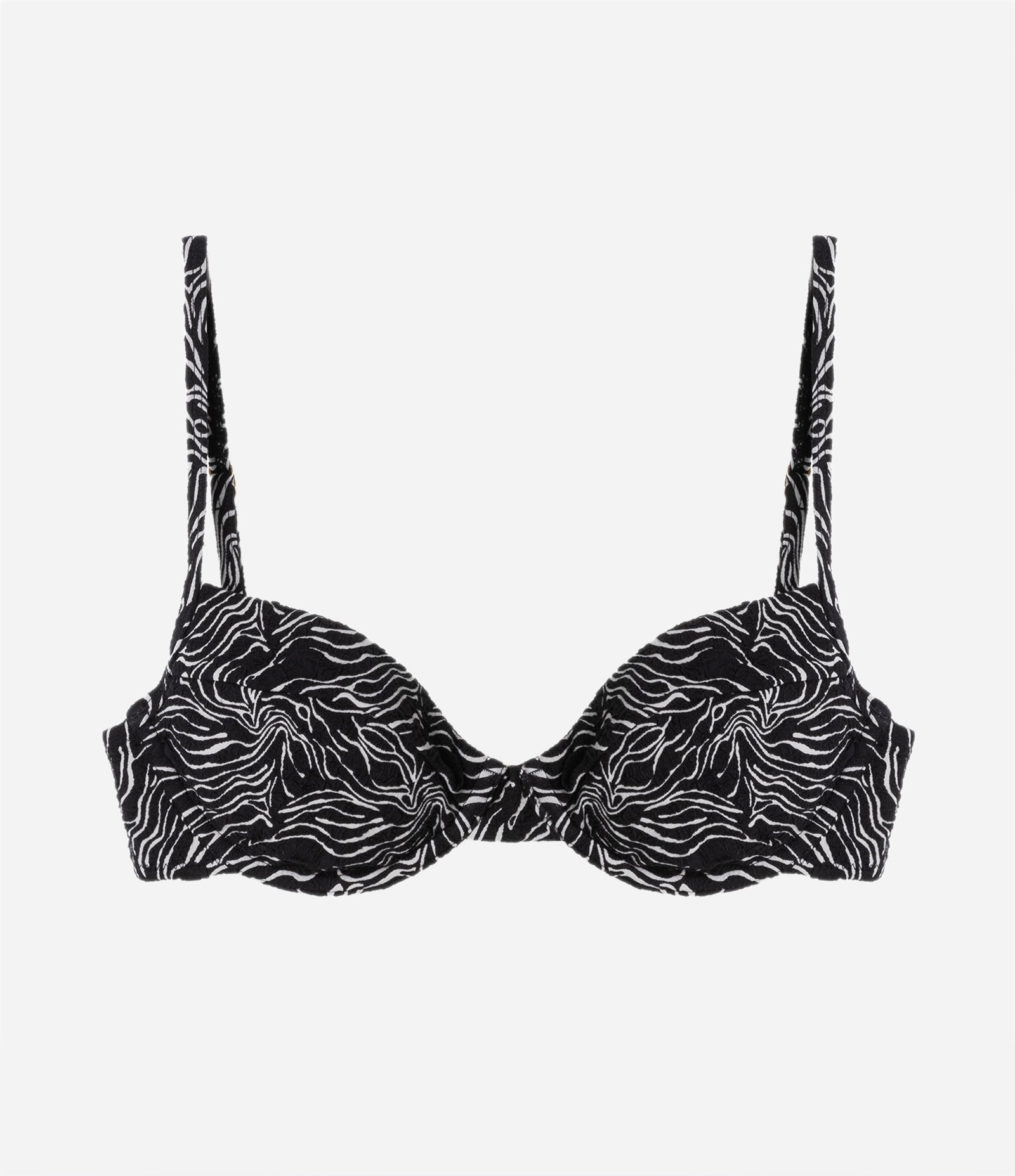 Biquíni Top Meia Taça em Jacquard Floral Preto 5