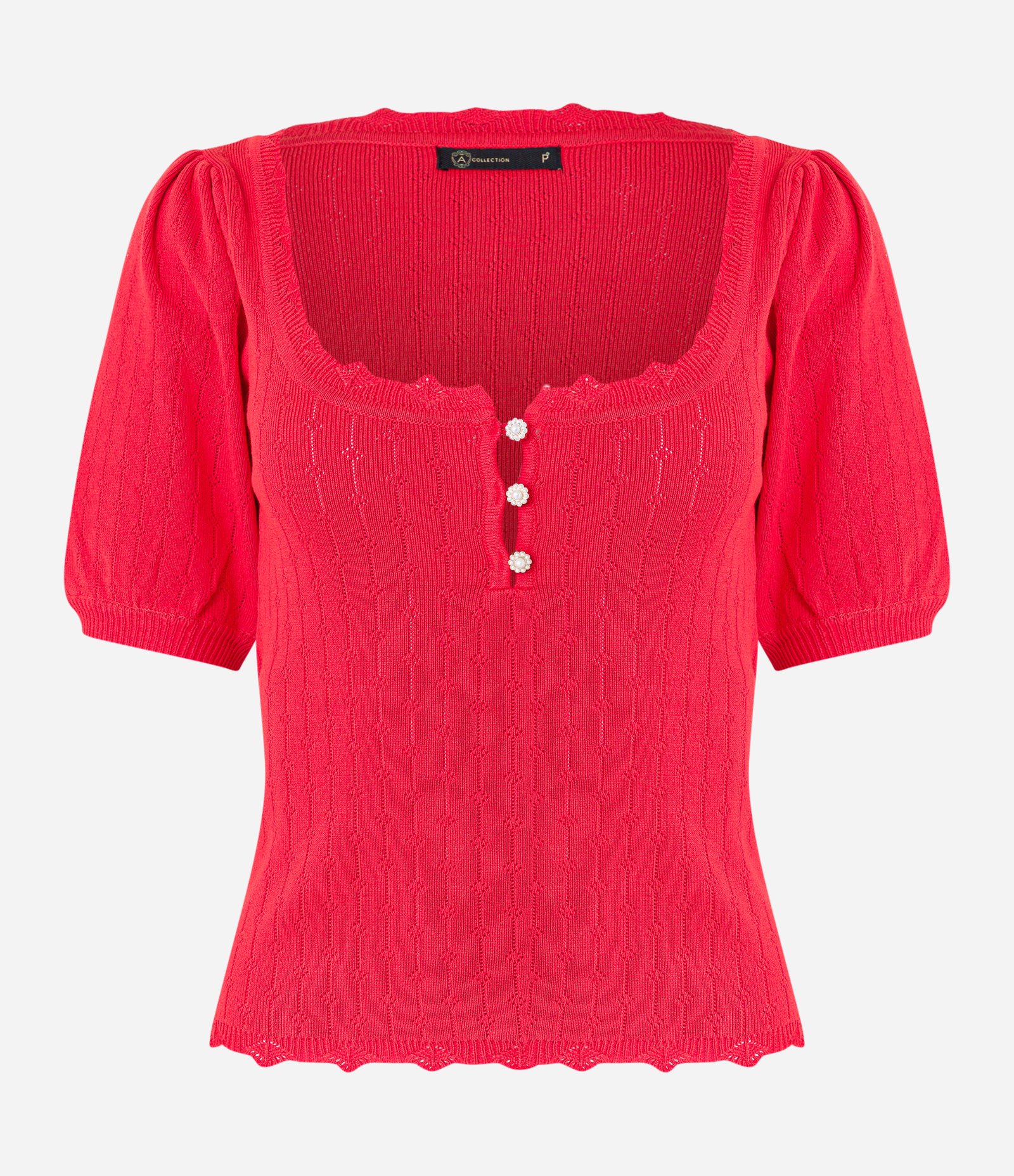 Blusa com Botões Diferenciados e Bicos de Efeito Crochê 4