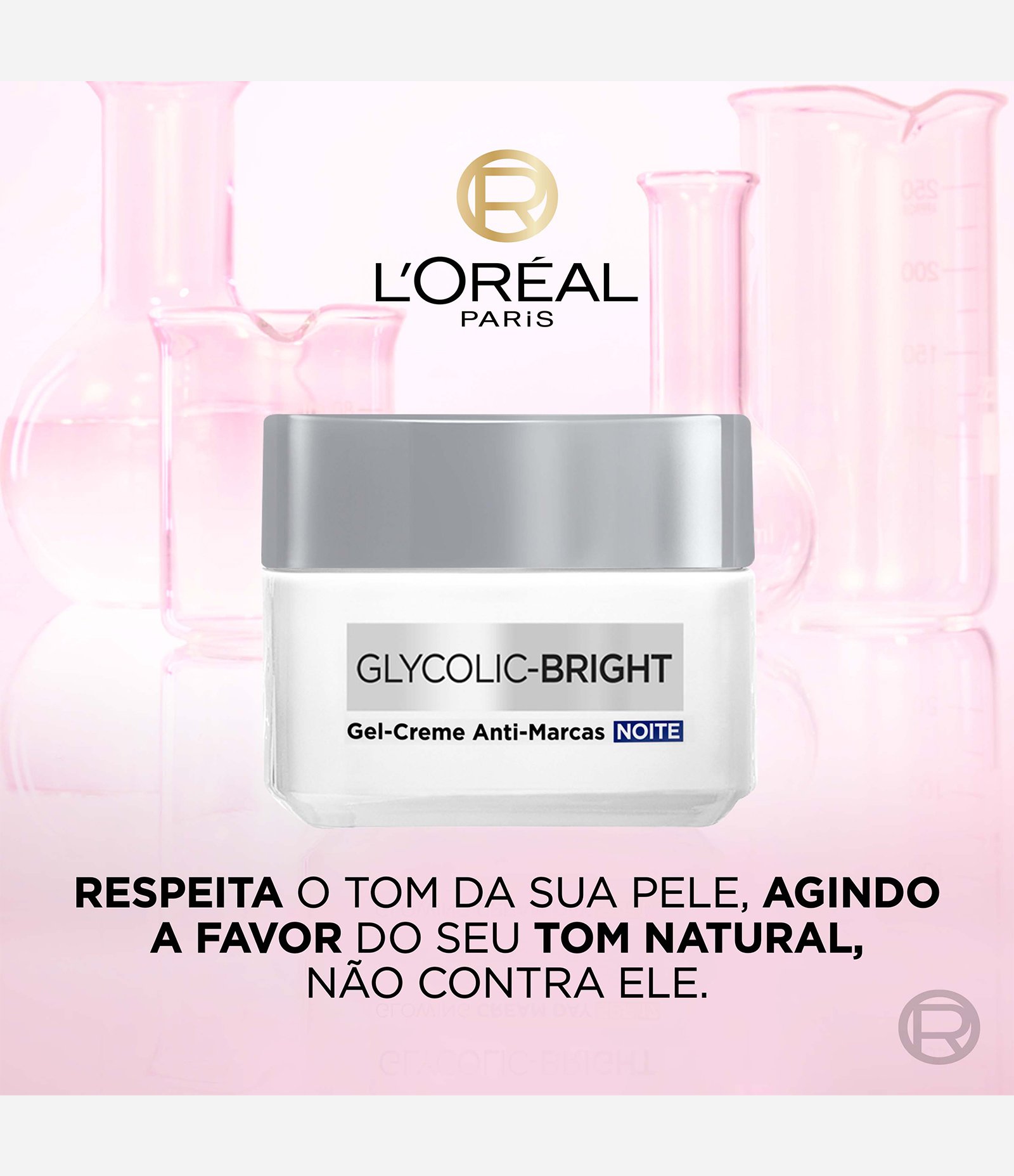 Gel Creme Hidratante Facial Anti Marcas Noite Glycolic Bright Loreal Paris 49G 3