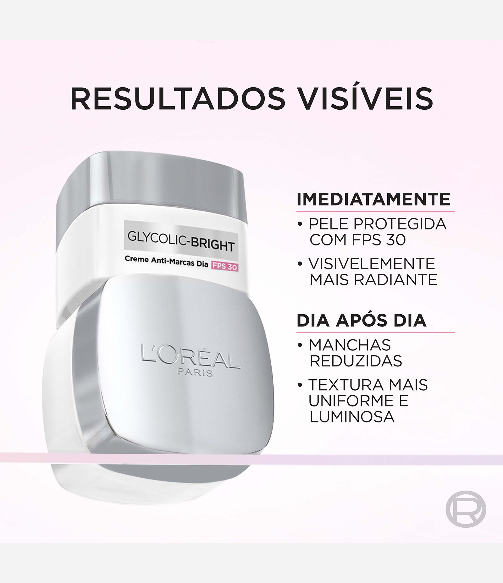 Creme Facial Anti Marcas Dia FPS 30 Glycolic Bright L'Oréal Paris 49G 3