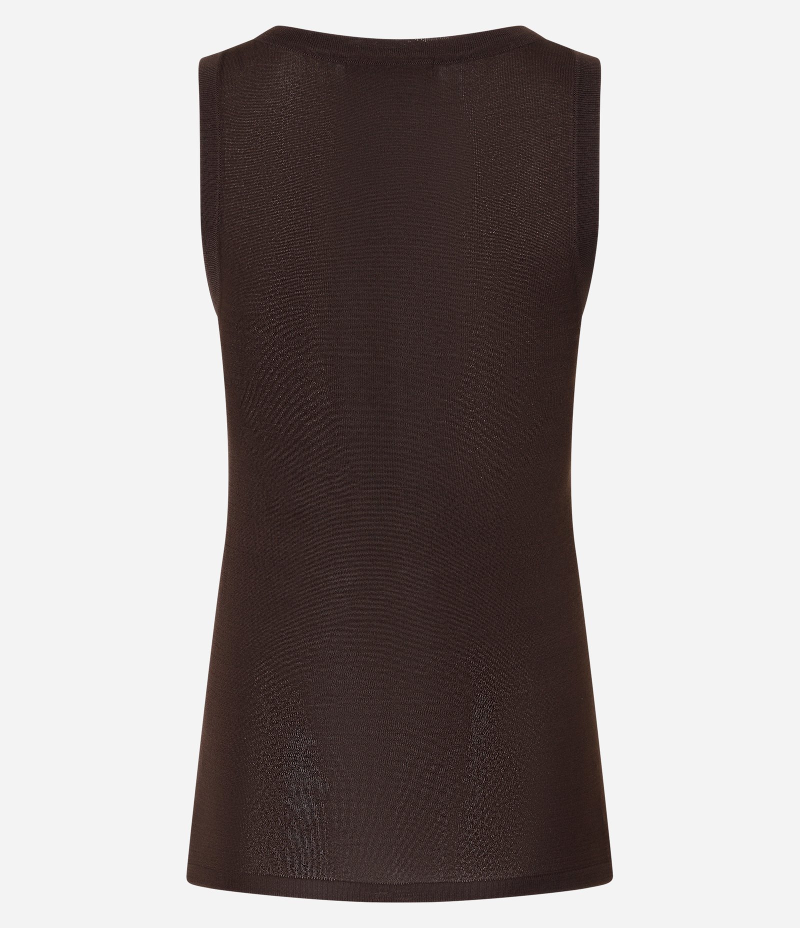 Blusa Sem Manga em Tricô Leve com Gola U Marrom 10