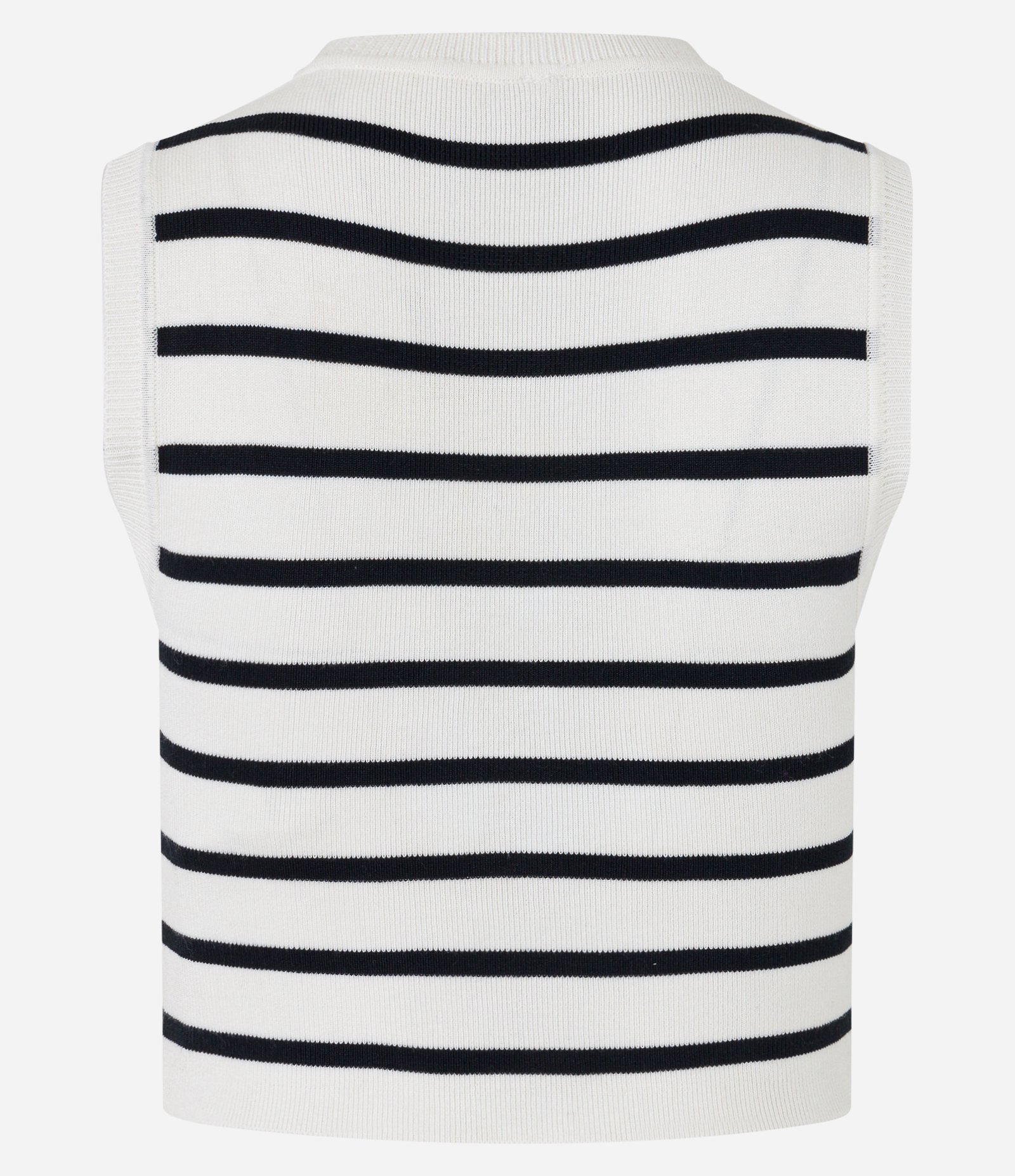 Blusa Cropped Sem Manga em Viscose com Estampa de Listras Preto/Branco 7