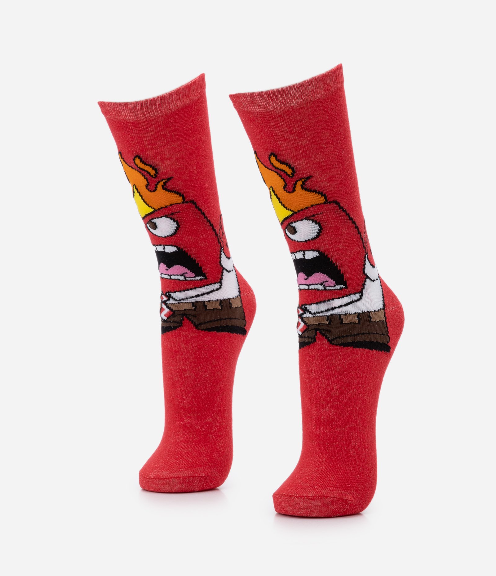 Meia Cano Alto em Algodão com Estampa Raiva Divertidamente Vermelho 1